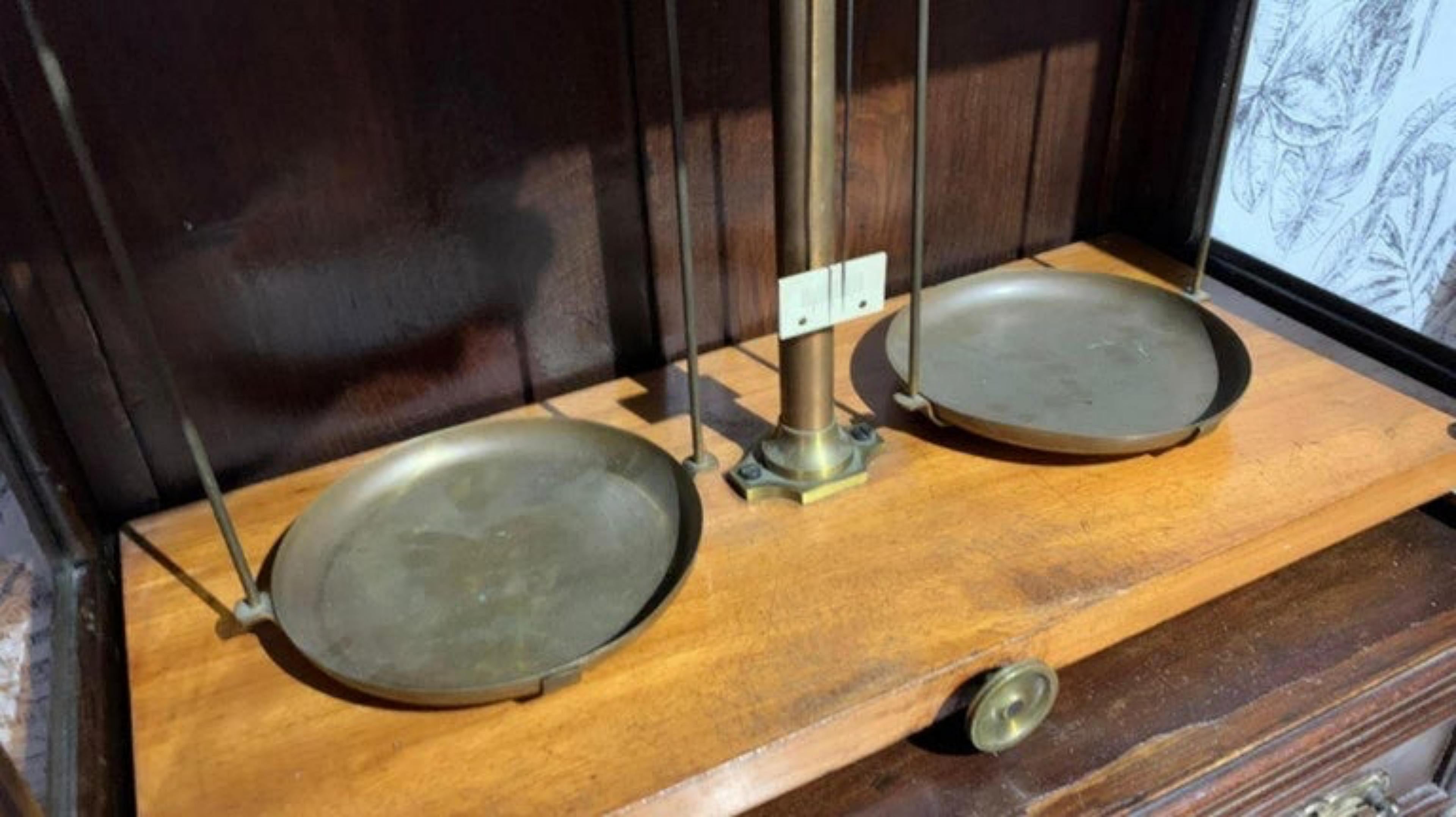 Wood Unique Portuguese Pharmacy Scale with Doubt 19th Century For Sale