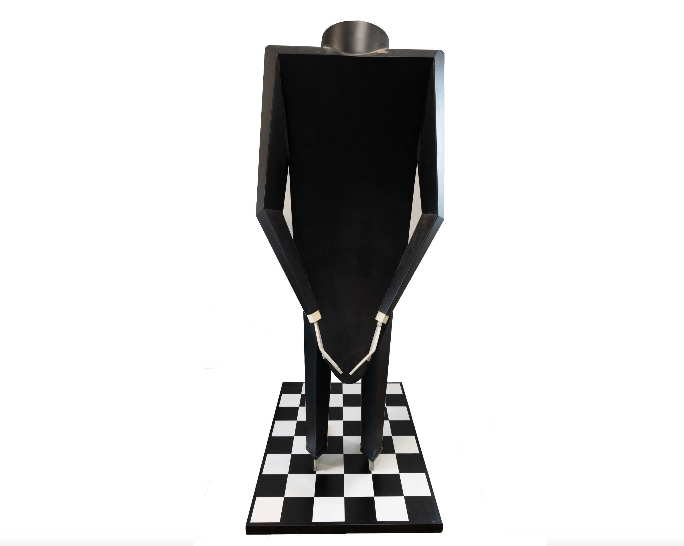 American Unique Post Modern Butler Tuxedo shaped figure dry bar cabinet 1986 For Sale