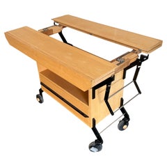 Unique Post Modern Mid century Birch Steel Bar Cart Italy