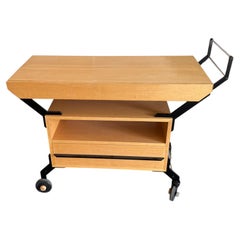 Unique Post Modern Mid century Birch Steel Bar Cart Italy