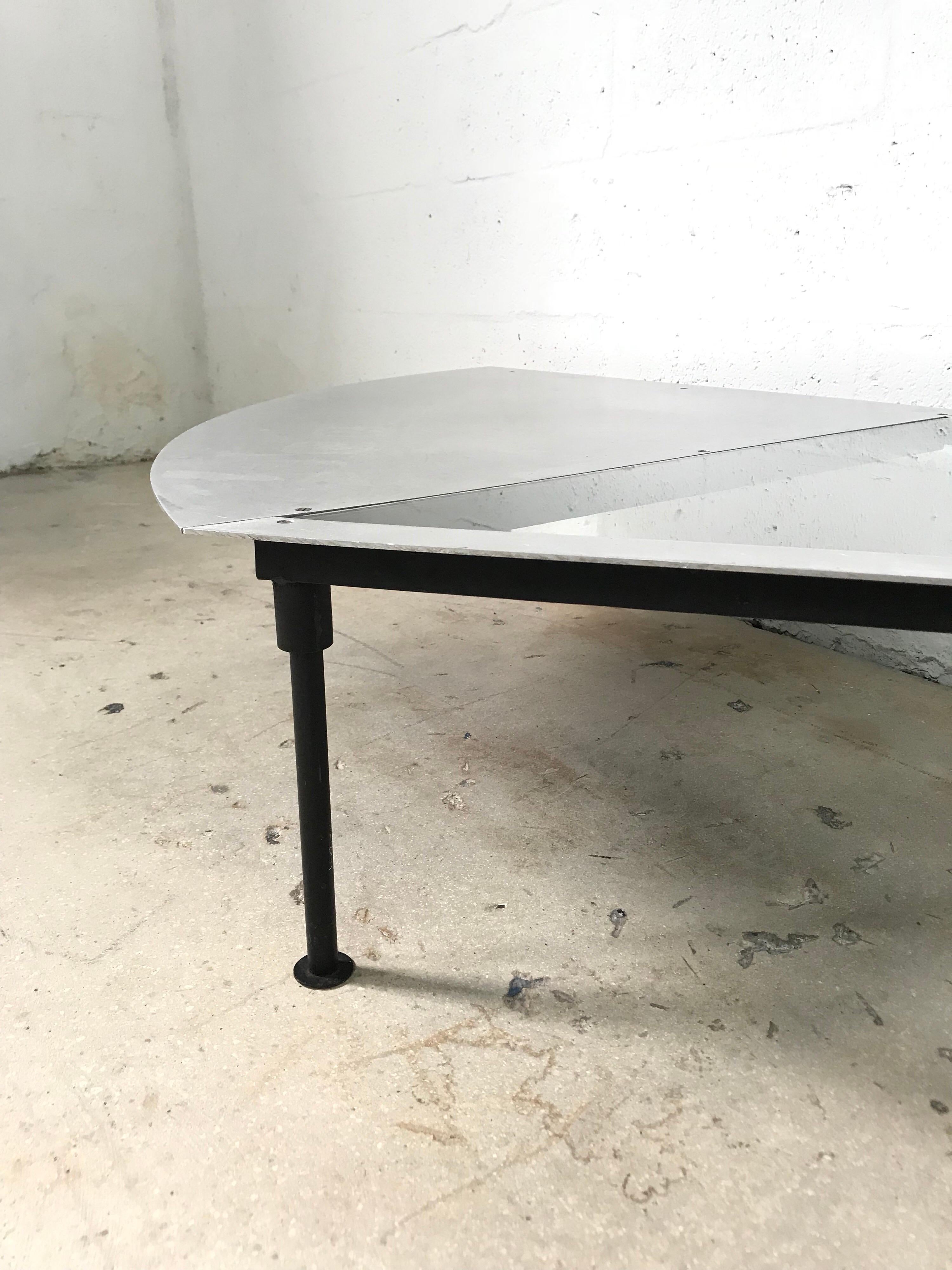 Unique Postmodern Steel and Glass Coffee or Cocktail Table In Good Condition For Sale In Miami, FL