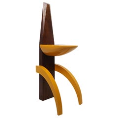 Unique Postmodern Wooden Plant Stand or Pedestal