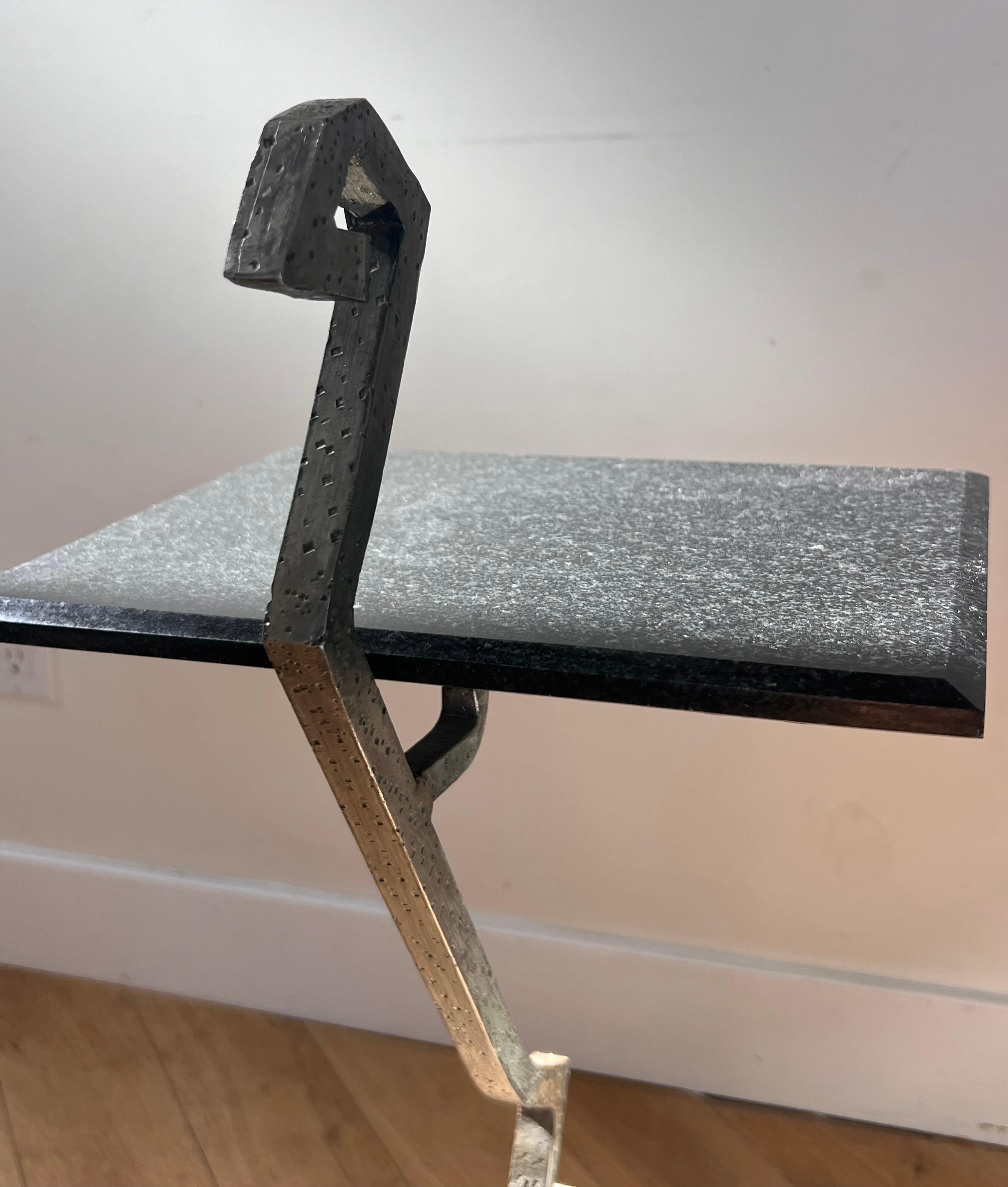Unique Postmodern zigzag granite and steel side table, late 20th century  For Sale 6