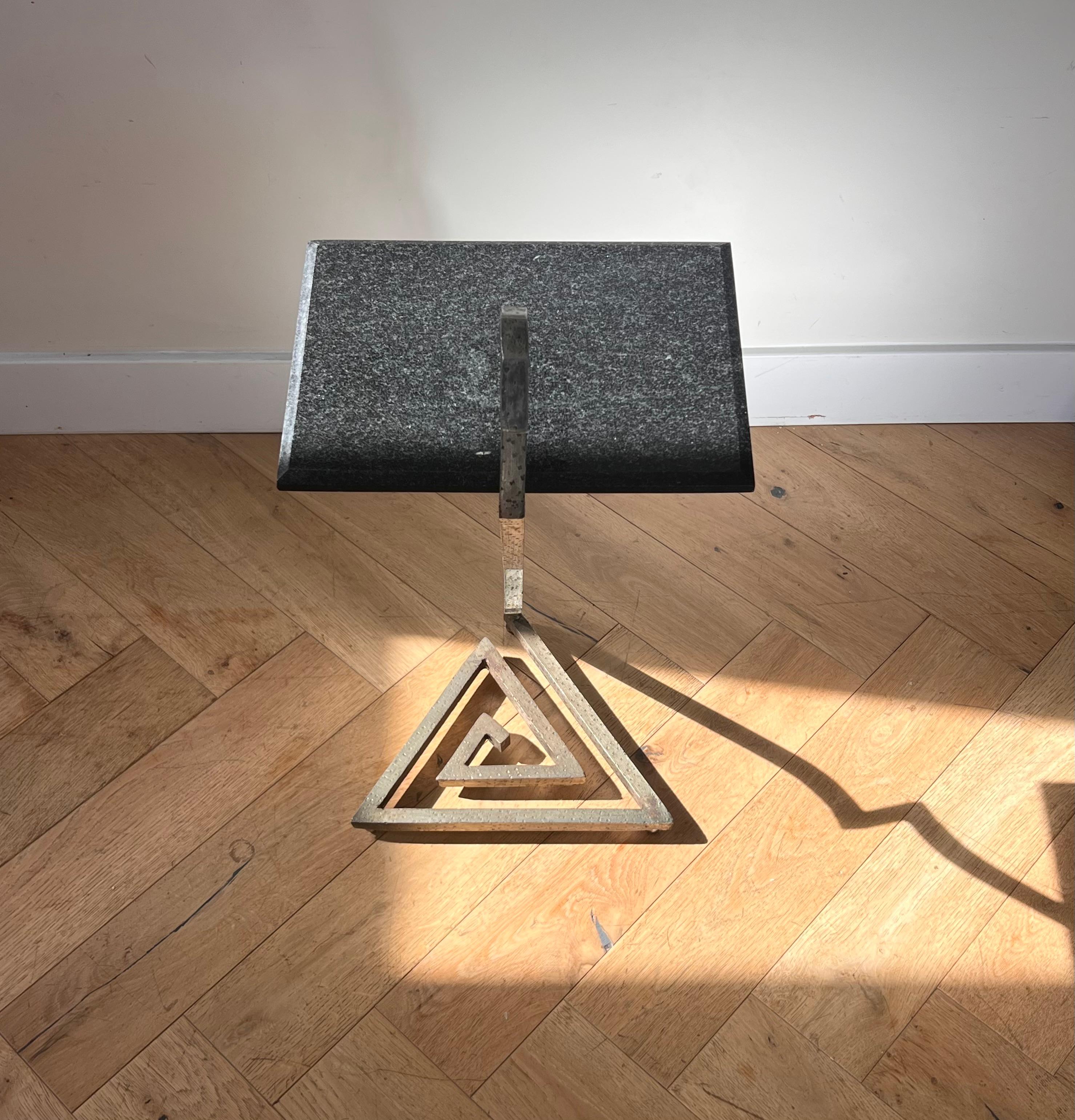 Unique Postmodern zigzag granite and steel side table, late 20th century  For Sale 8