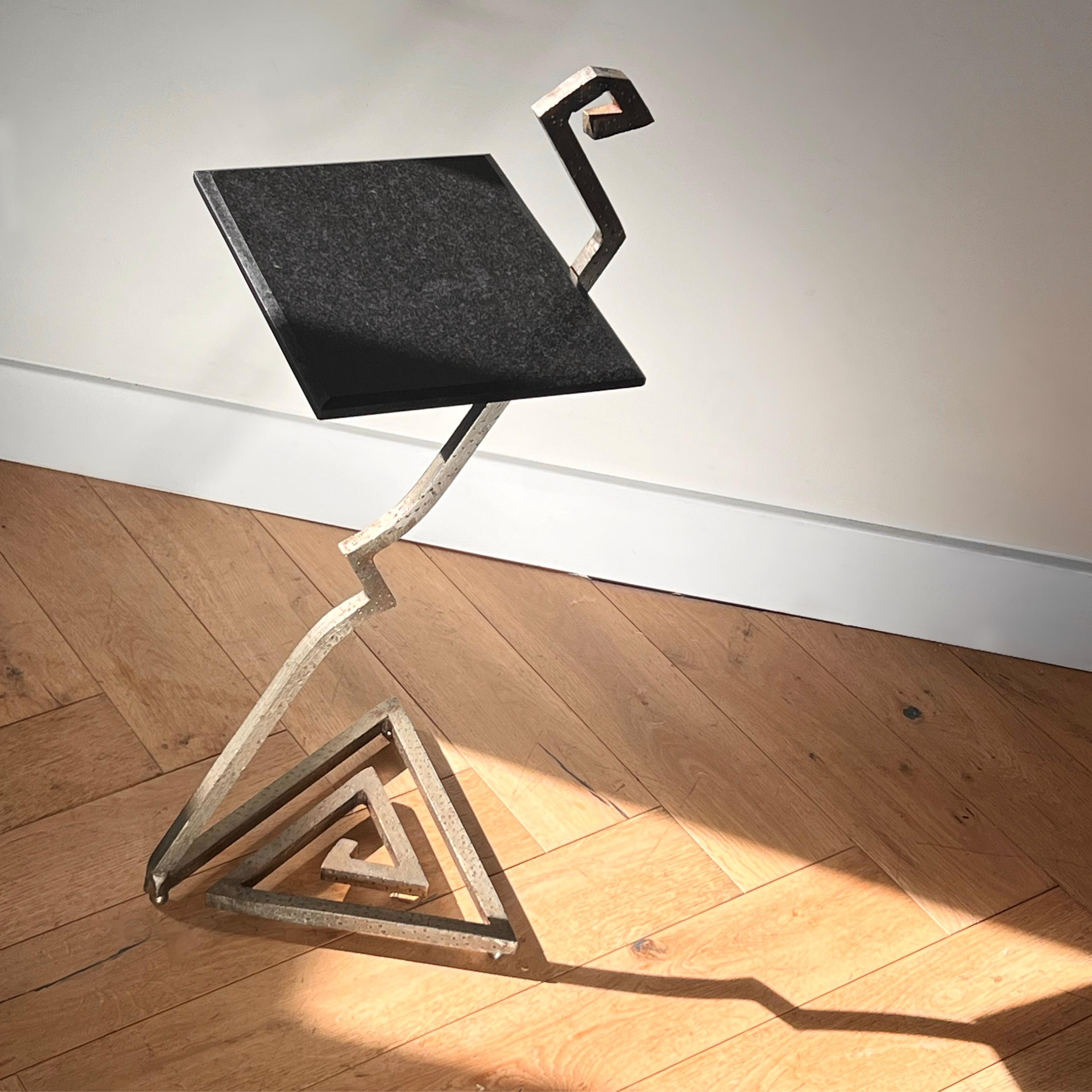 Unique Postmodern zigzag granite and steel side table, late 20th century  For Sale 11