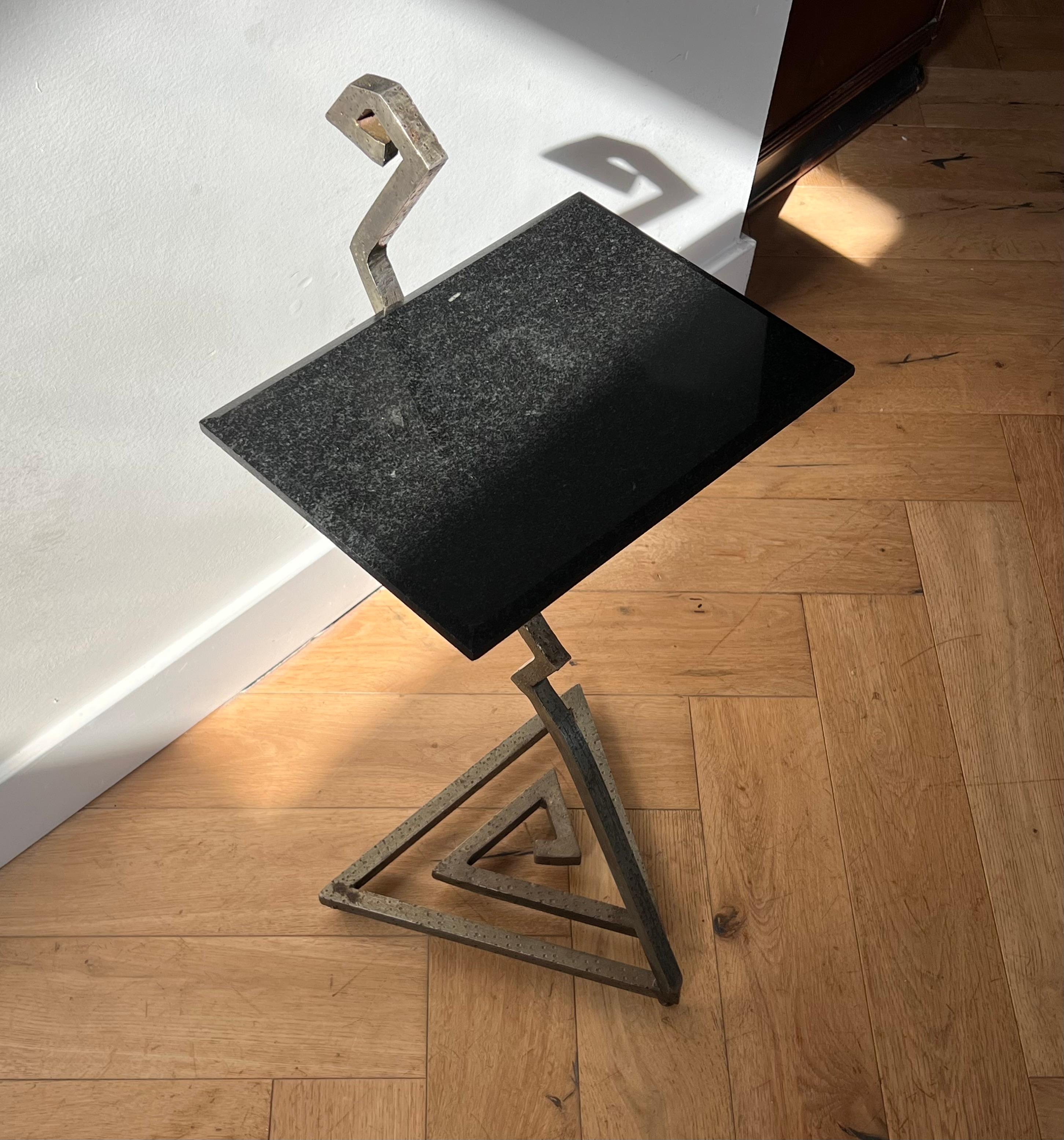 Post-Modern Unique Postmodern zigzag granite and steel side table, late 20th century  For Sale