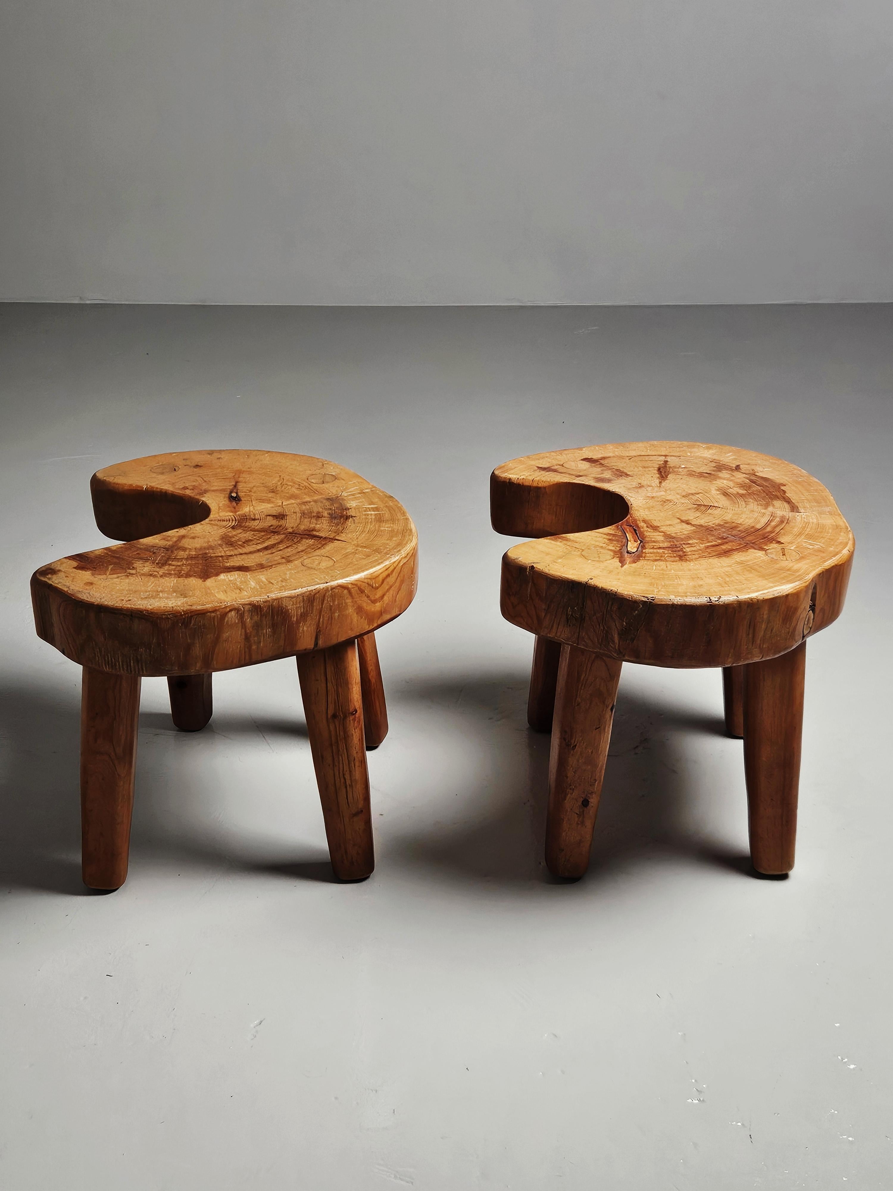 Primitive Unique primitive Swedish pine stools For Sale