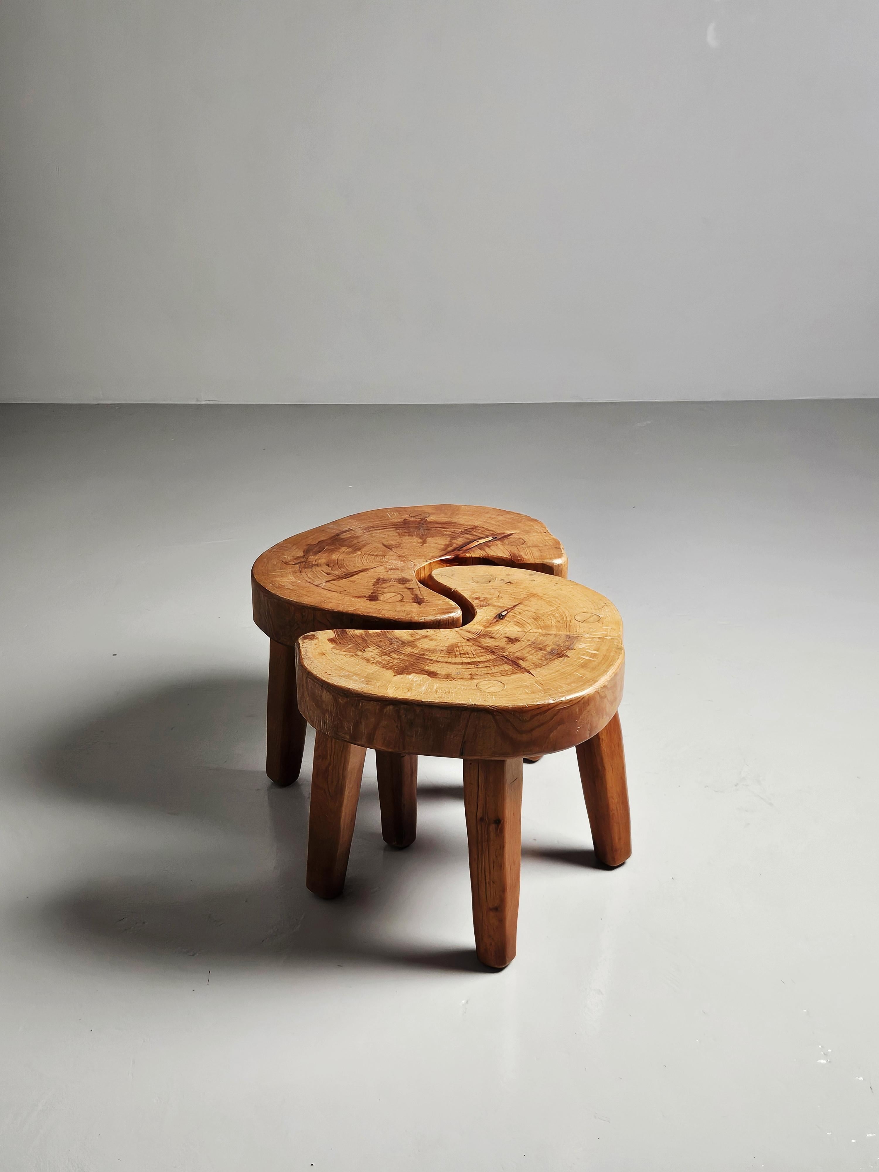 20th Century Unique primitive Swedish pine stools For Sale