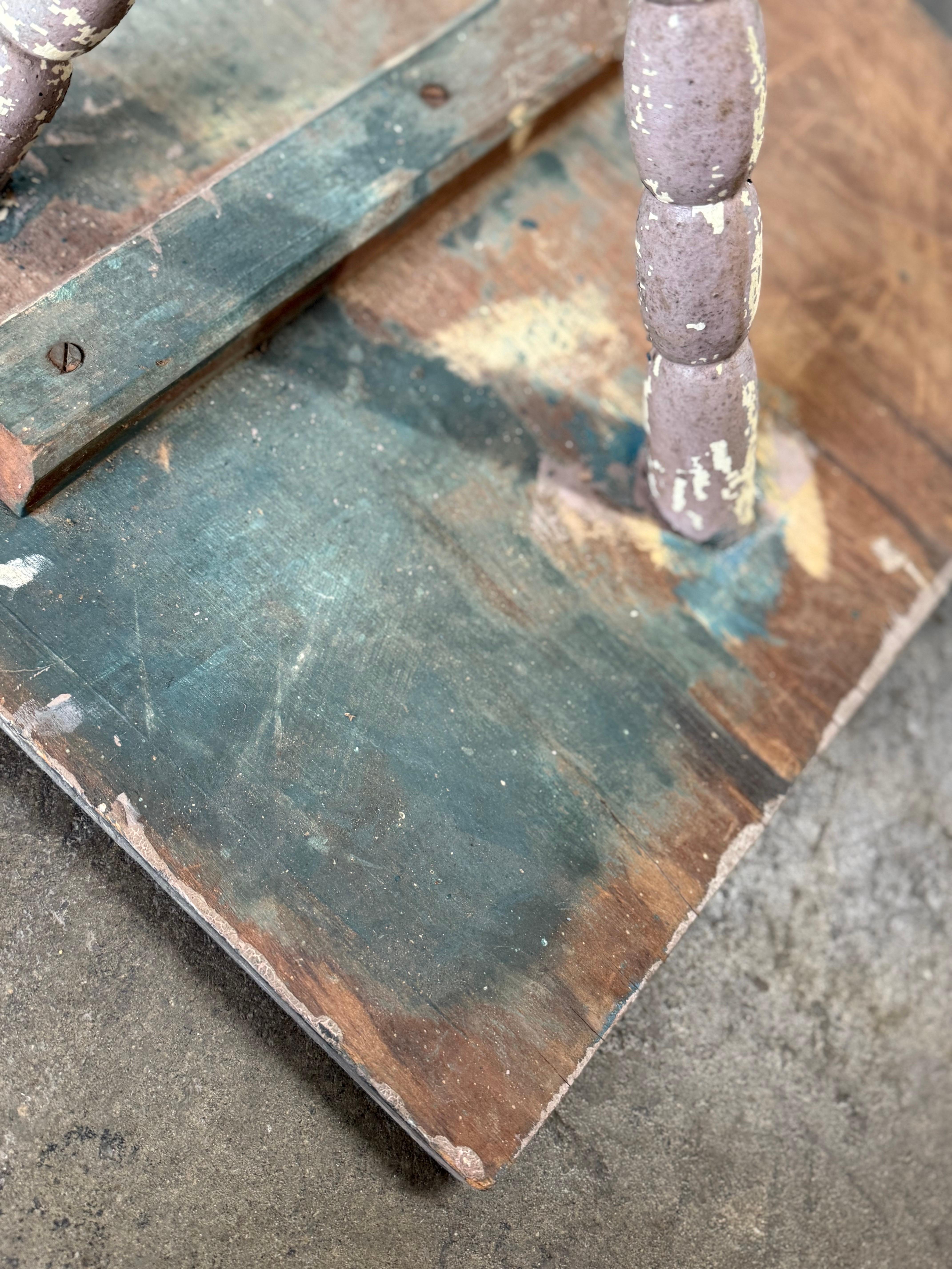 Unique Primitive Wooden Table with Carved Legs For Sale 11