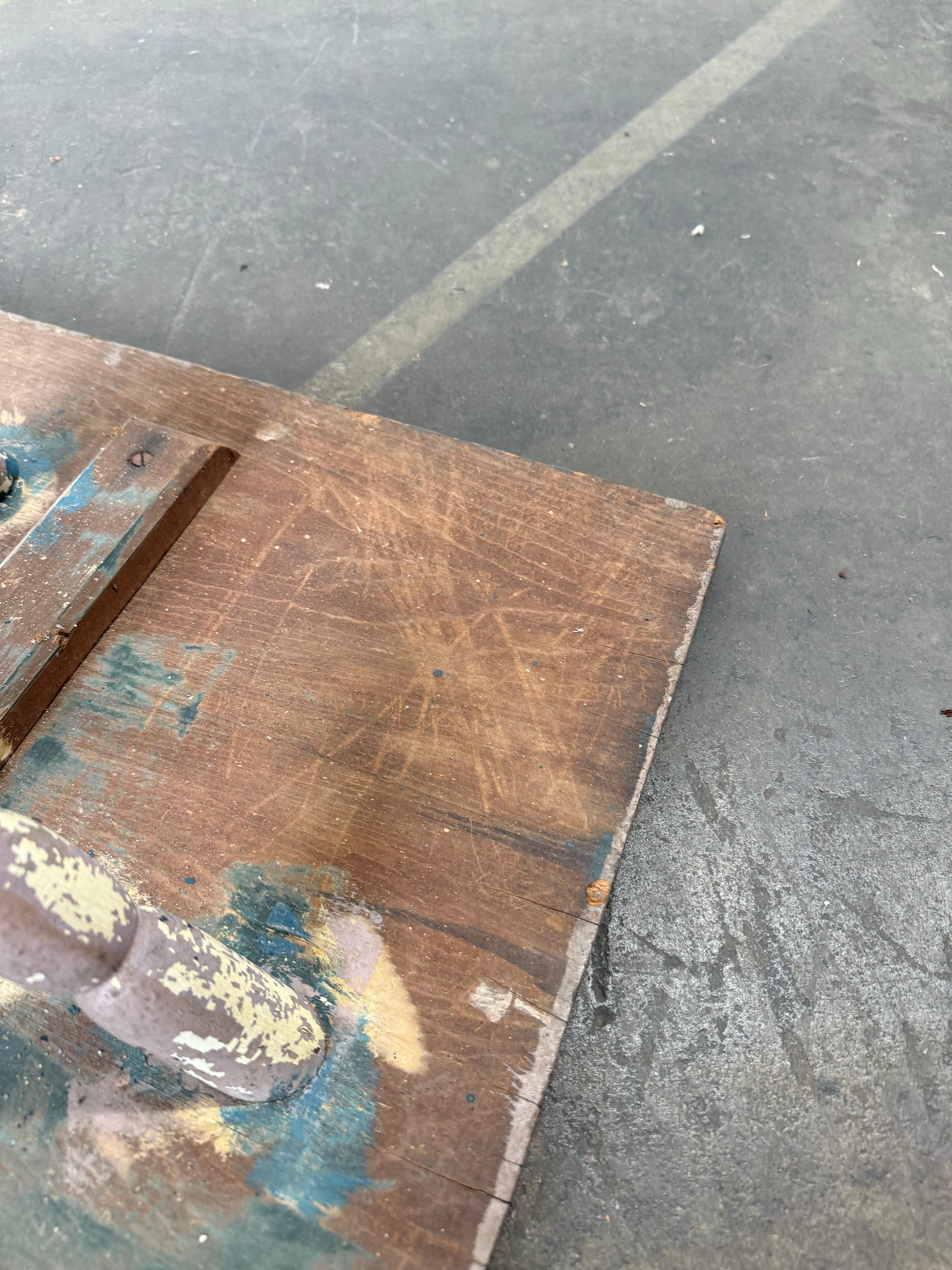 Unique Primitive Wooden Table with Carved Legs For Sale 12