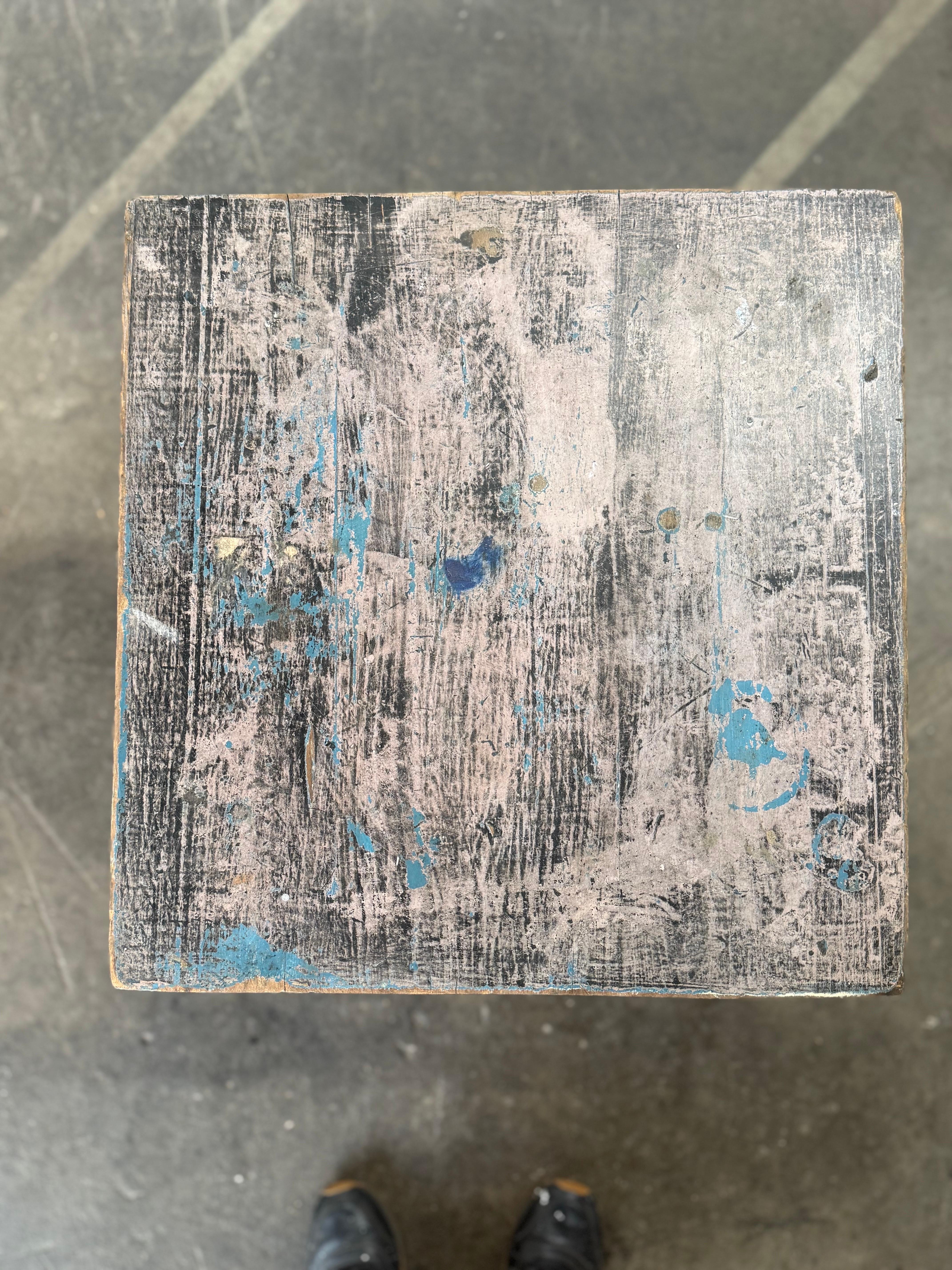 Unique Primitive Wooden Table with Carved Legs For Sale 15