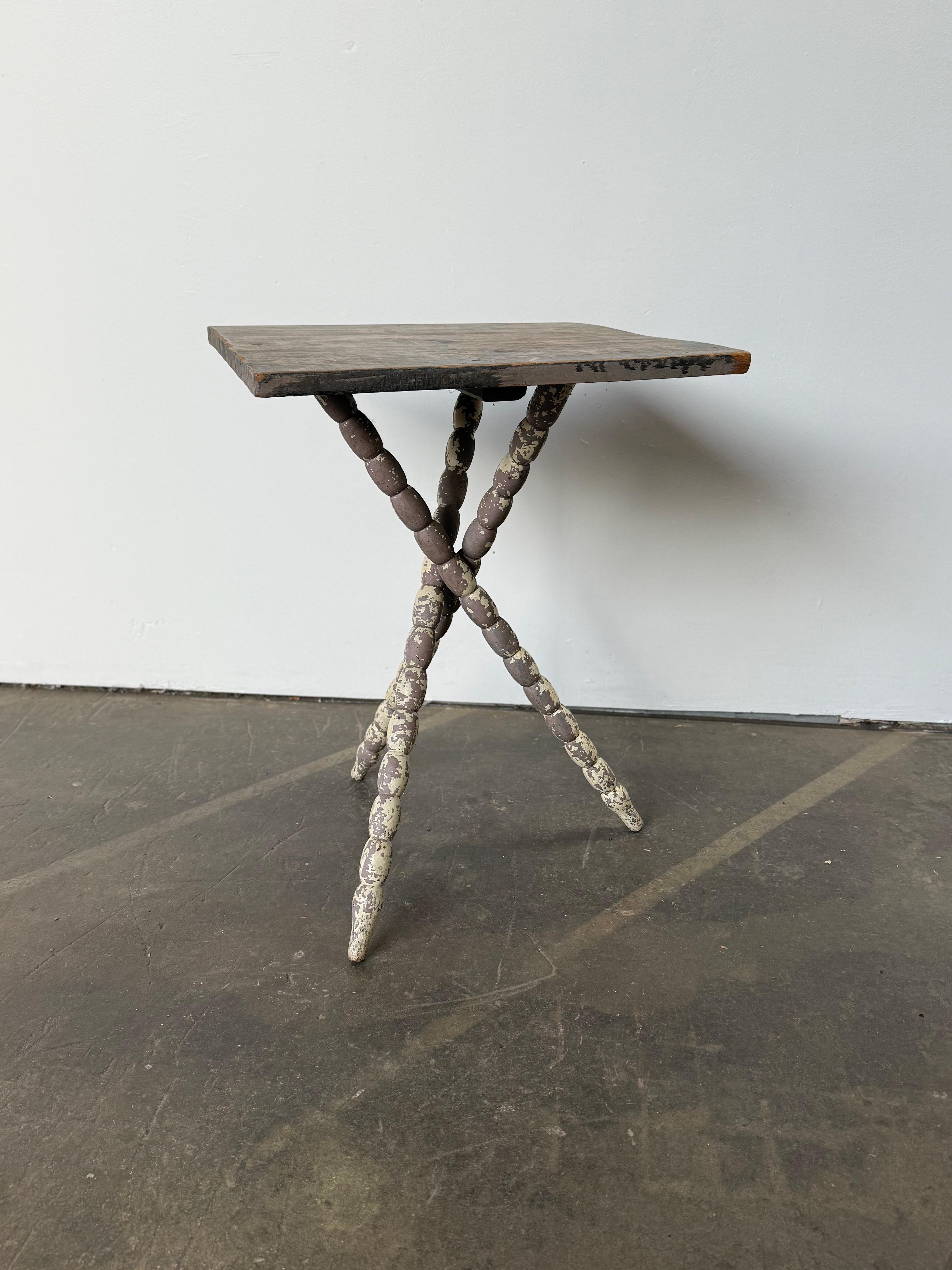 Unique Primitive Wooden Table with Carved Legs For Sale 2