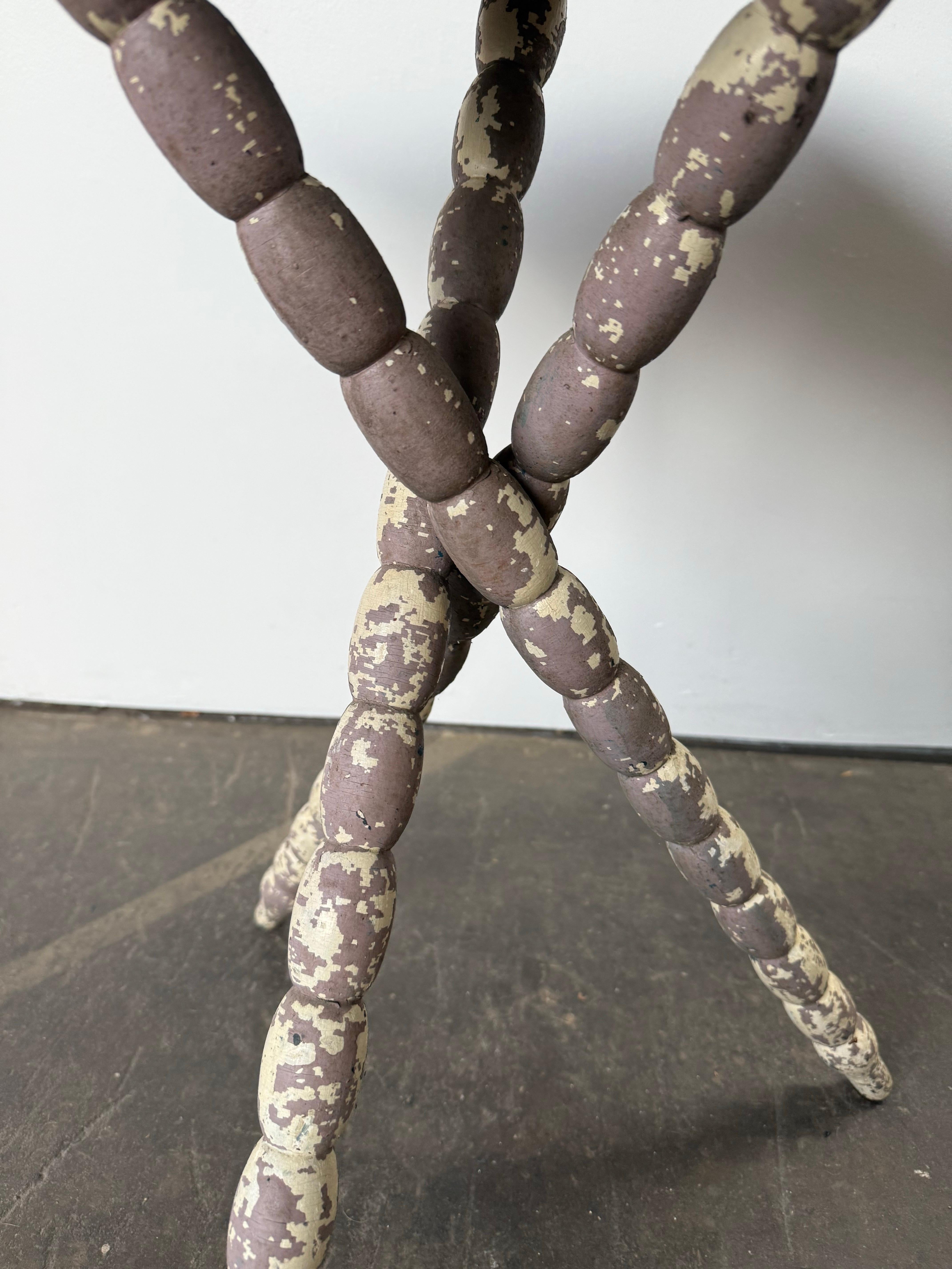Unique Primitive Wooden Table with Carved Legs For Sale 4
