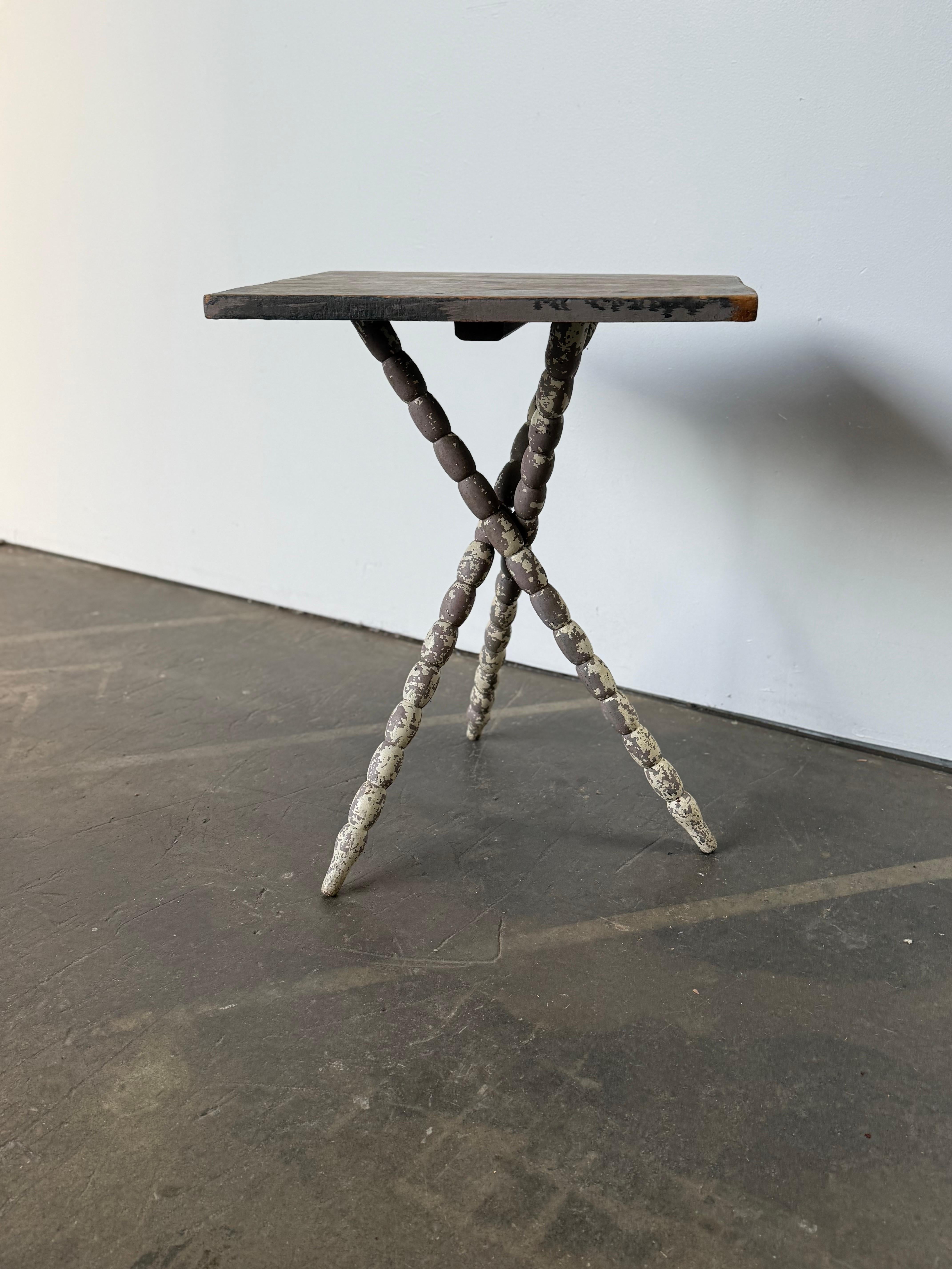 Unique Primitive Wooden Table with Carved Legs For Sale 5