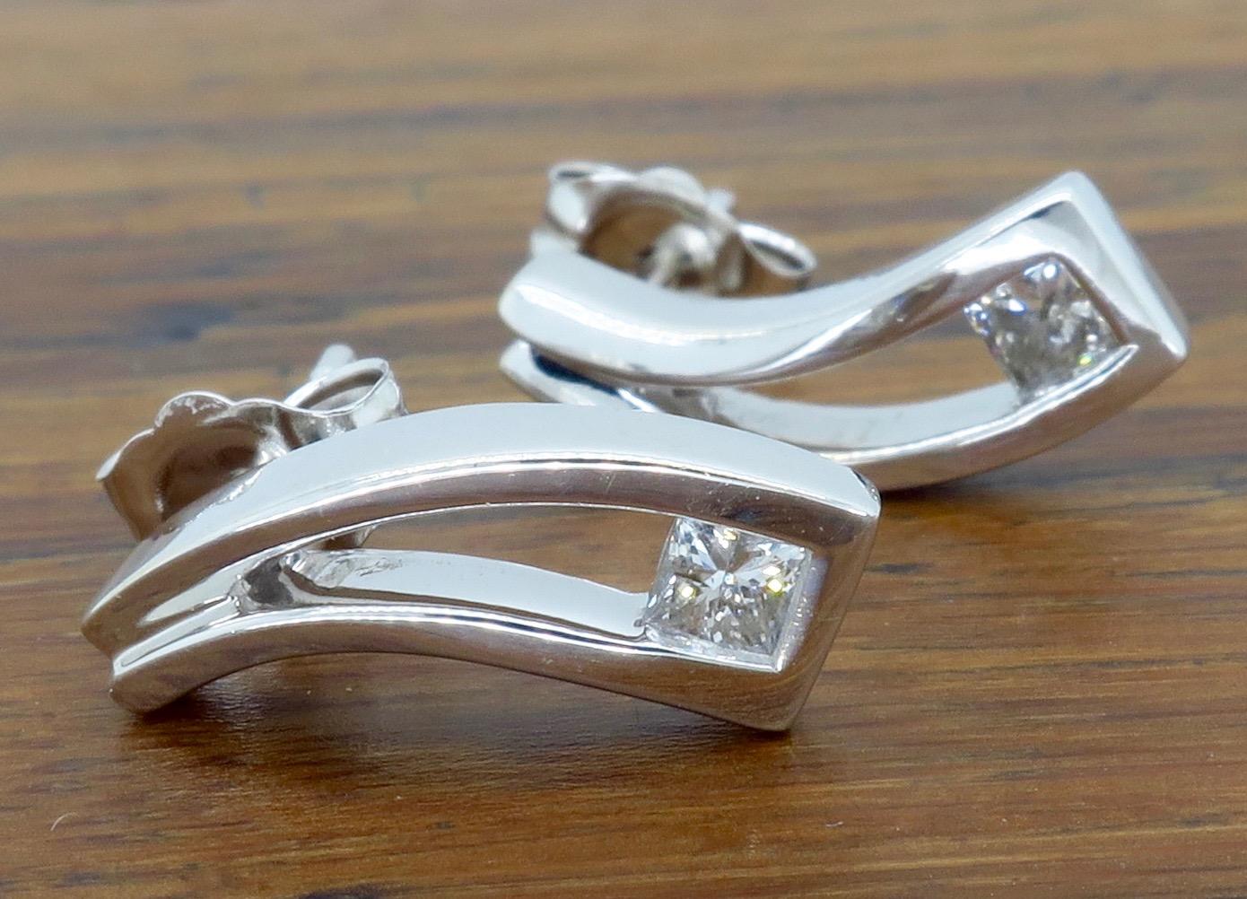 Unique Princess Cut Diamond Earrings 1