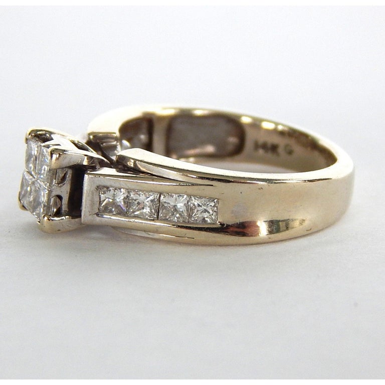 Customizable Unique Princess Cut Diamonds Engagement Ring, Modern Bridal Diamond Wedding Ring