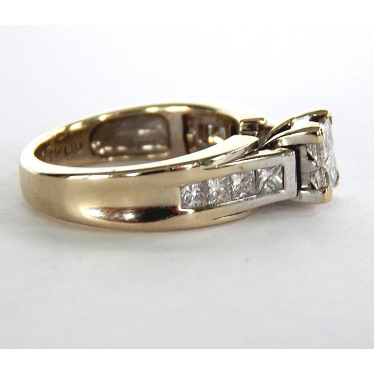 Customizable Unique Princess Cut Diamonds Engagement Ring, Modern