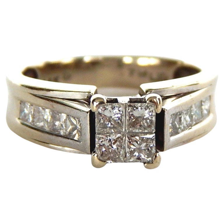 Customizable Unique Princess Cut Diamonds Engagement Ring, Modern Bridal Diamond Wedding Ring