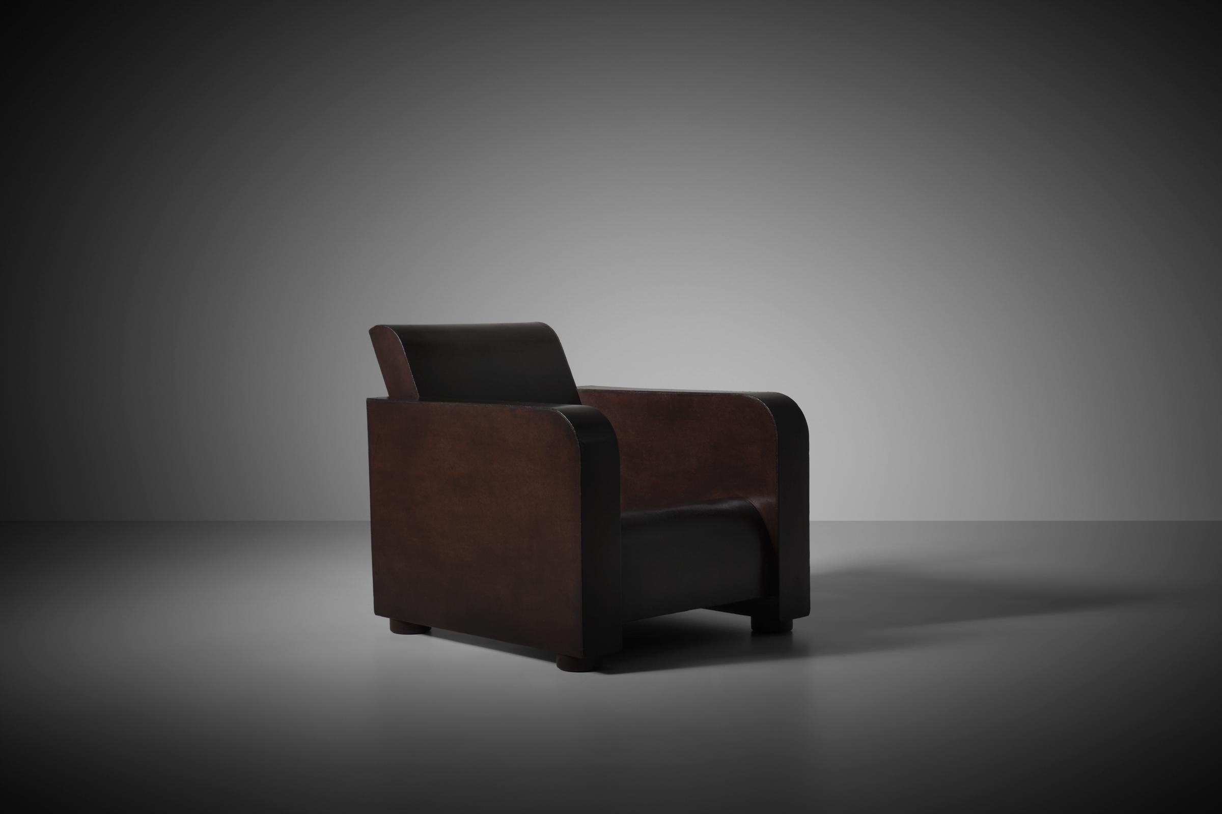 Wood Unique prototype Art Deco club chair, France 1940s