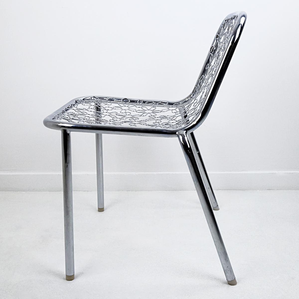 Einzigartiger Prototyp-Stuhl von Marcel Wanders mit verchromtem Blumendekor (Niederländisch) im Angebot