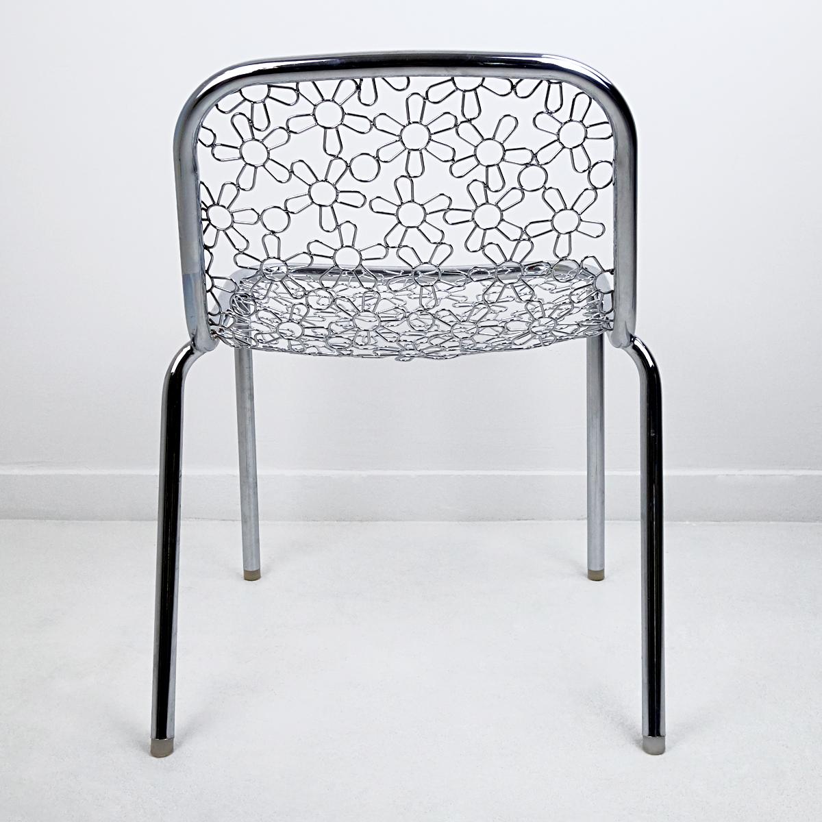Dutch Unique Prototype Chair by Marcel Wanders with Chrome Flower Décor For Sale
