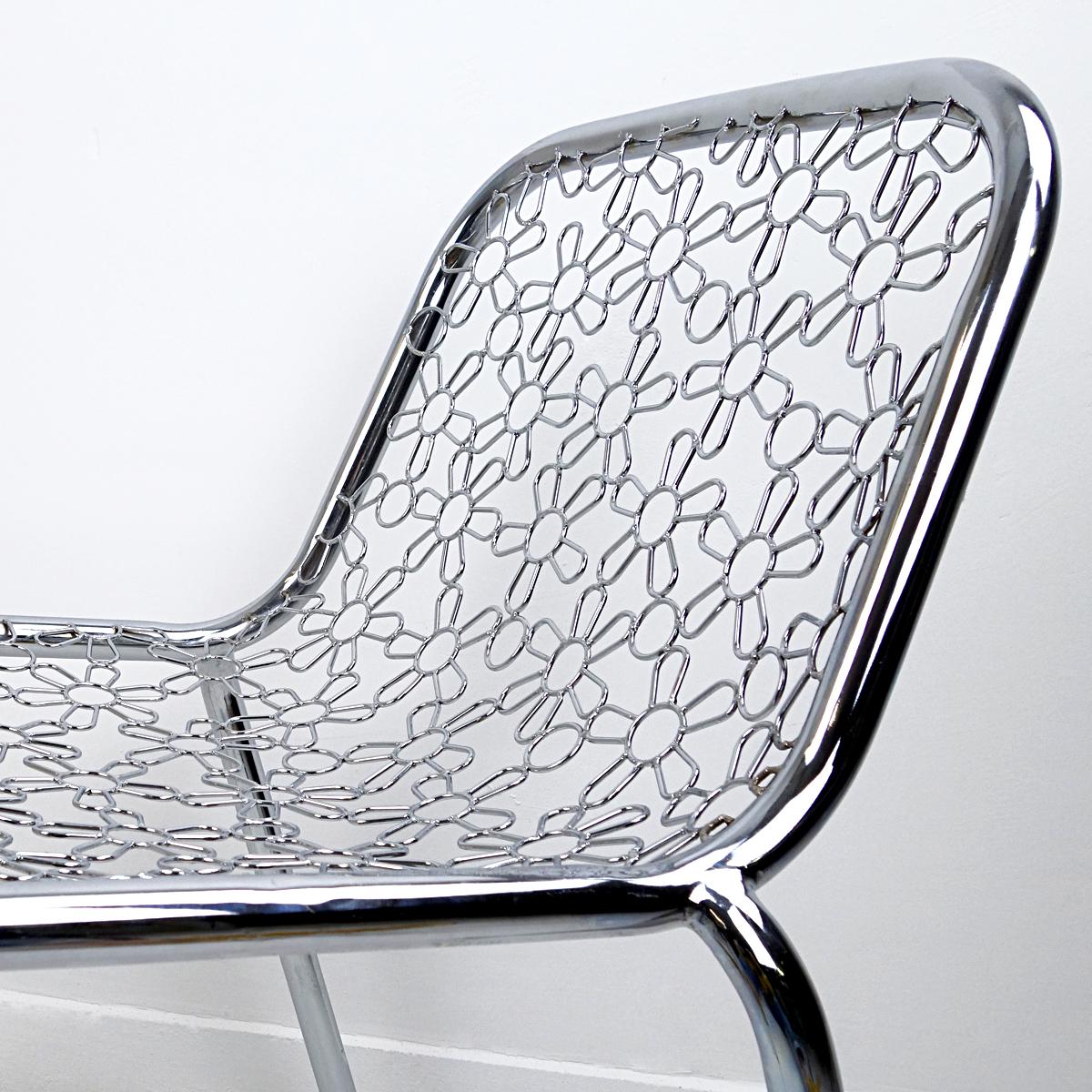 Einzigartiger Prototyp-Stuhl von Marcel Wanders mit verchromtem Blumendekor (Chrom) im Angebot
