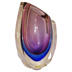 Unique Pulegoso murano glass somerso vase applied filigrana Flavio Poli