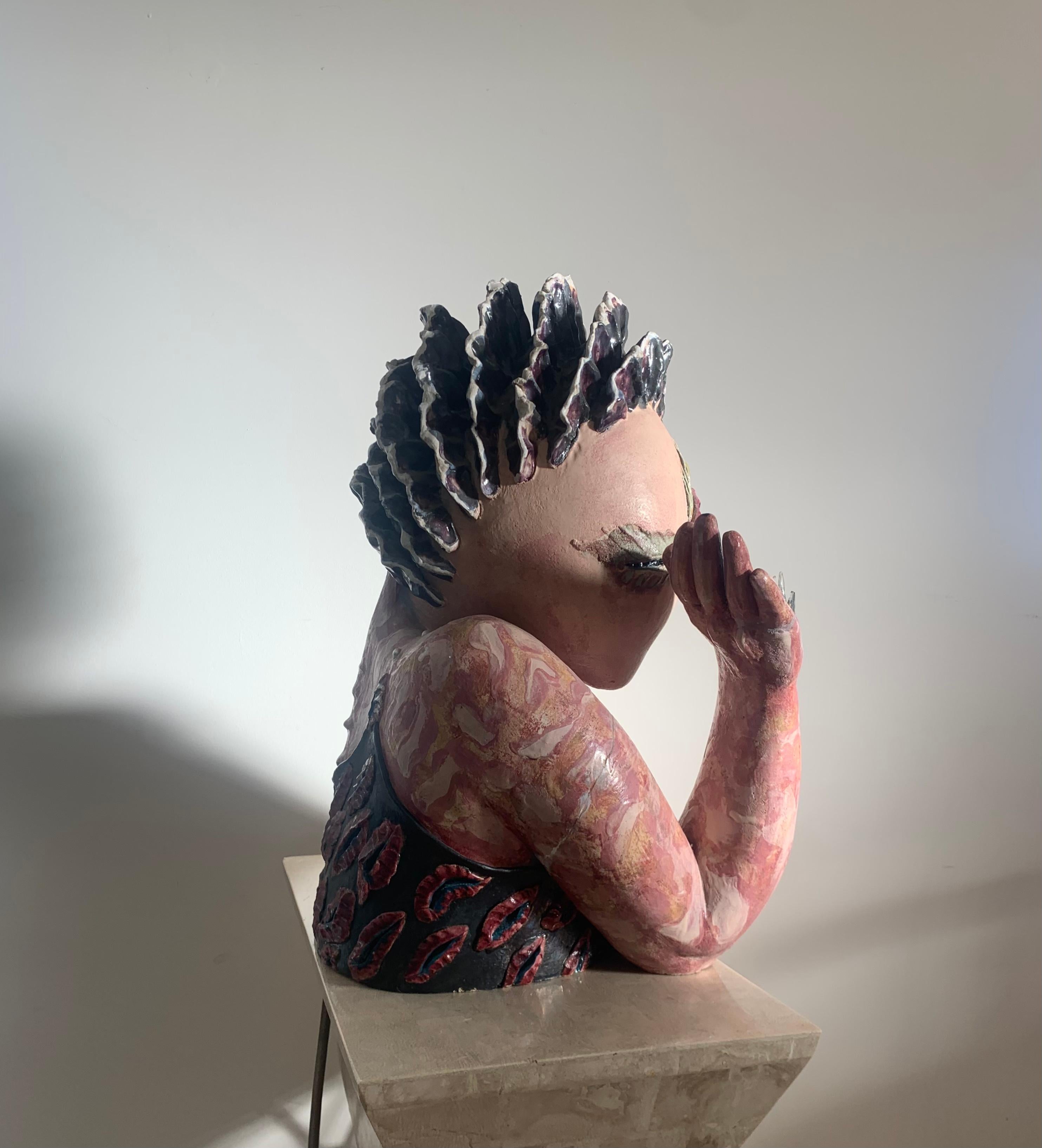 Giant Unique Punk Femme Bust Sculpture, 20th Century  5