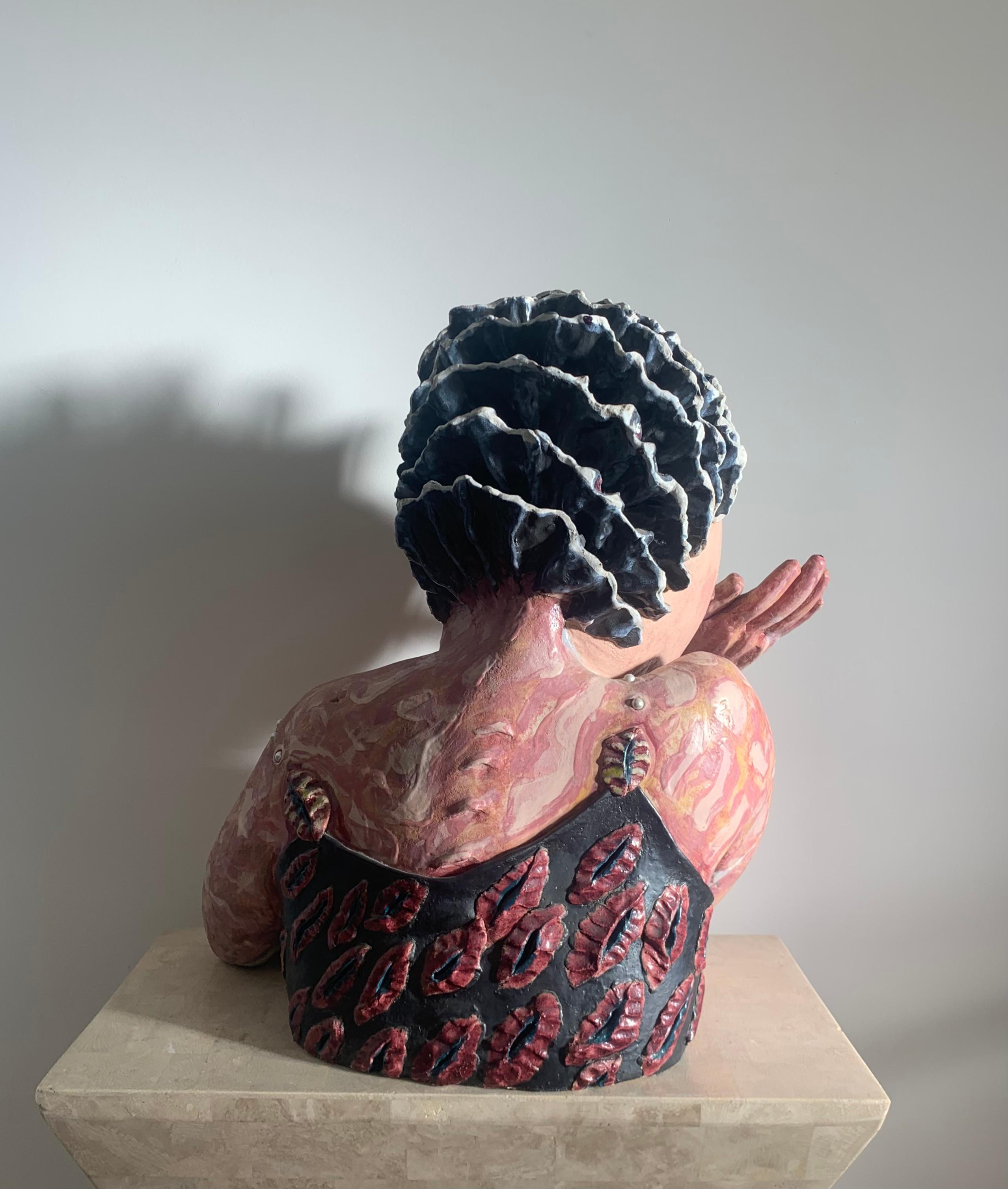 Giant Unique Punk Femme Bust Sculpture, 20th Century  12