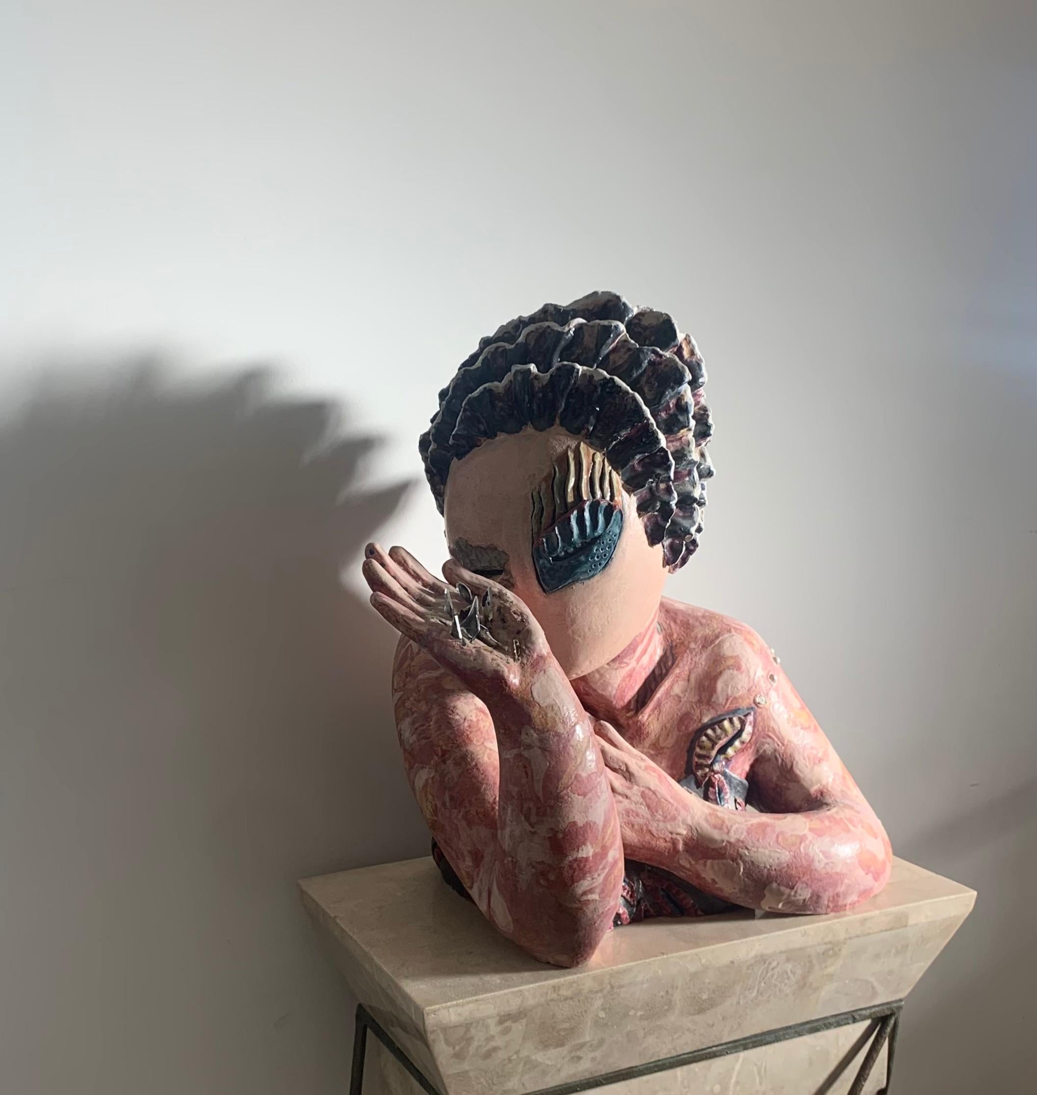 Giant Unique Punk Femme Bust Sculpture, 20th Century  In Good Condition In View Park, CA