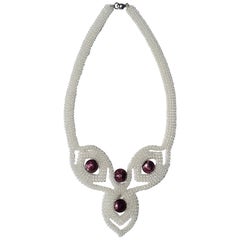 Einzigartige handgefertigte modische Halskette aus violetten und klaren Muranoglasperlen von Paola B.