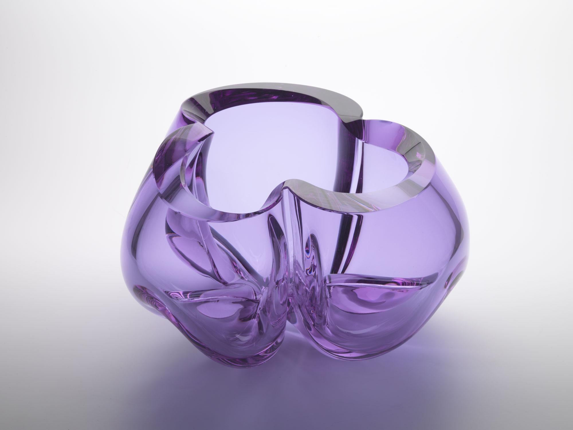 Dutch Unique Purple Glass Sculpture by Barbara Nanning
