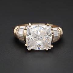 18K Gold Certified 4 CT Natural Diamond Antique Art Deco Style Engagement Ring