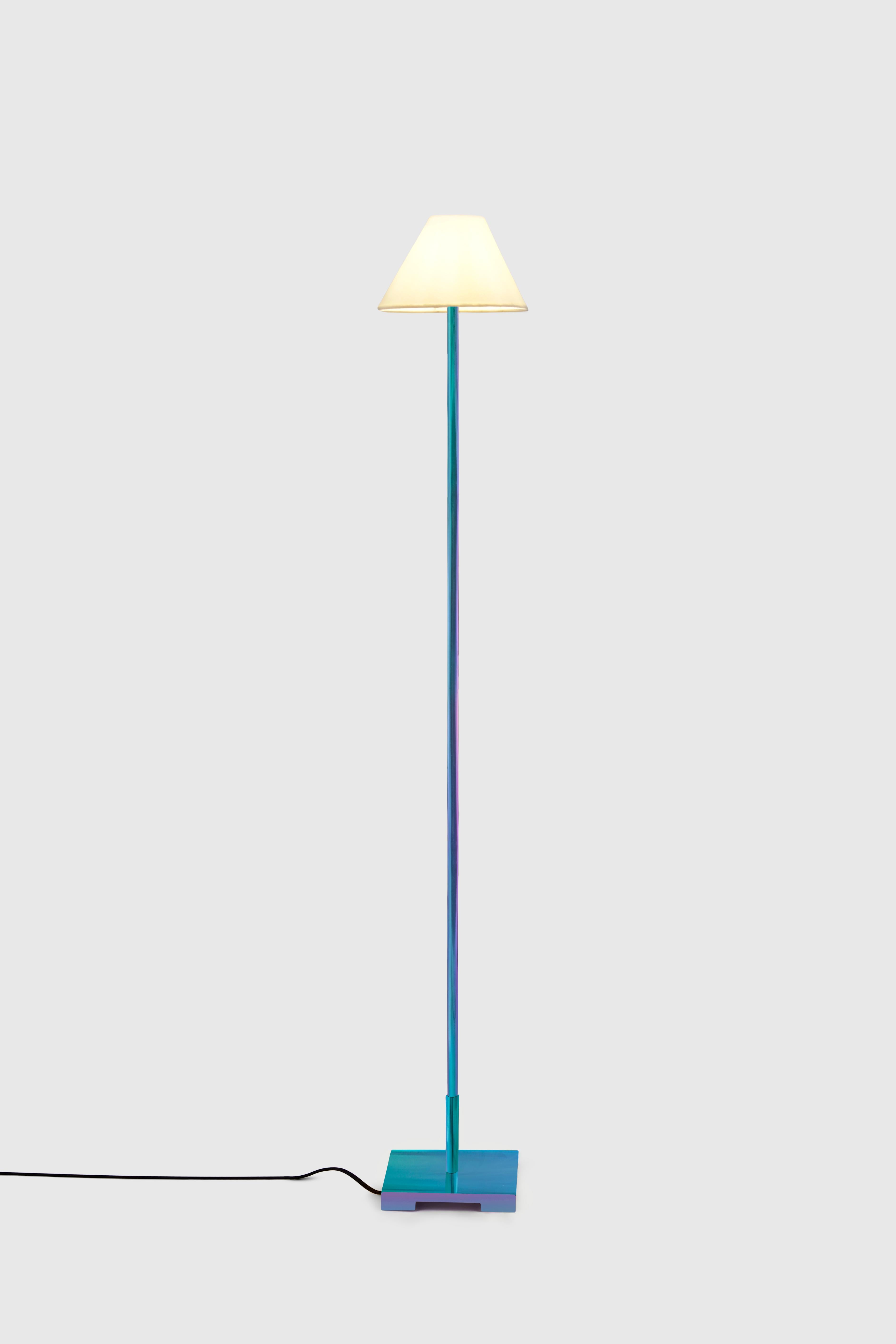 Unique rainbow floor lamp by Hatsu
Dimensions: W 30 x H 125 cm 
Materials: Plated Steel 

Hatsu is a design studio based in Mumbai that creates modern lighting that are unique and immediately recognisable. We started with an idea to make good design