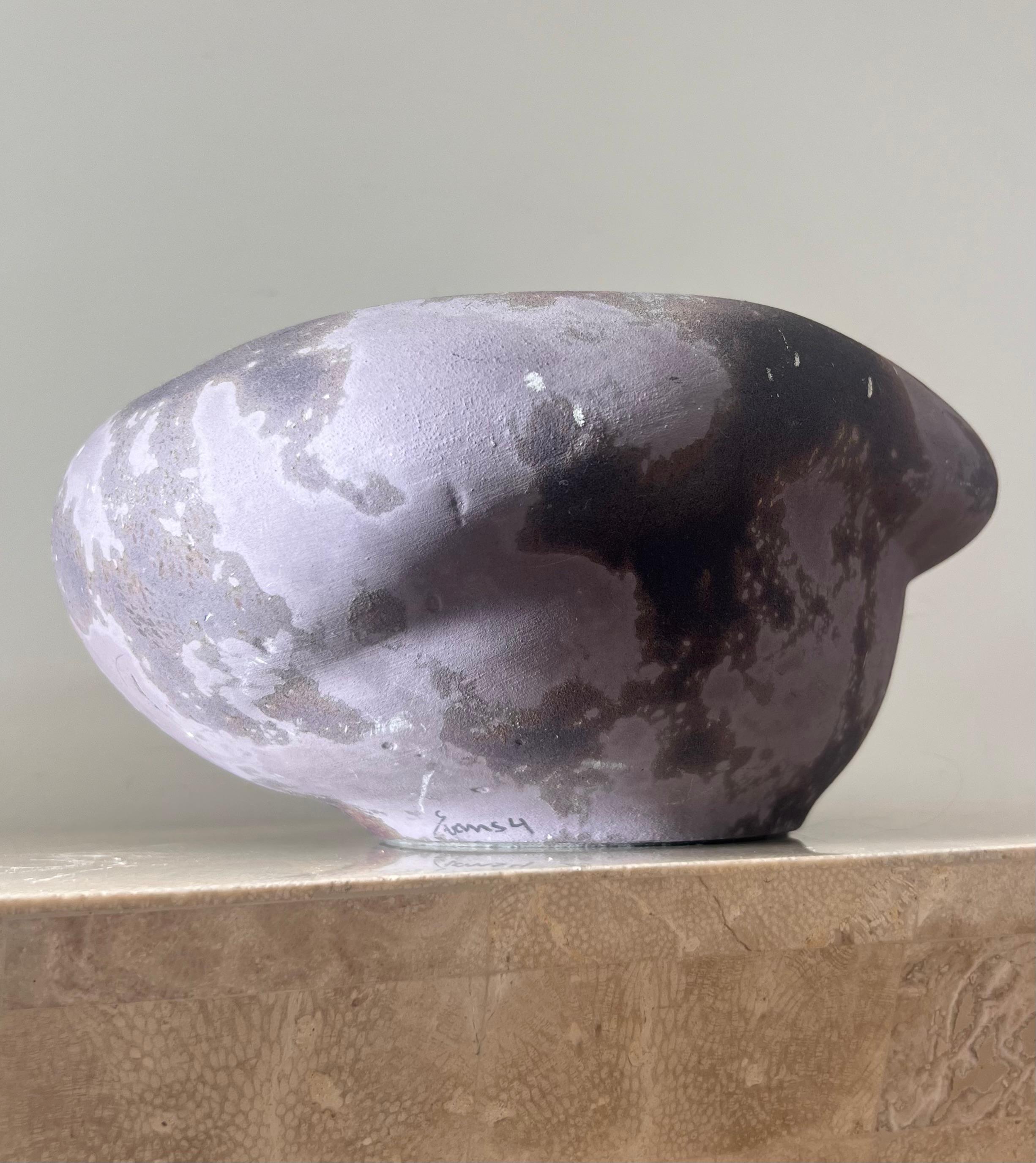 Ceramica raku unica di Tony Evans in lavanda, firmata, 21° secolo 7