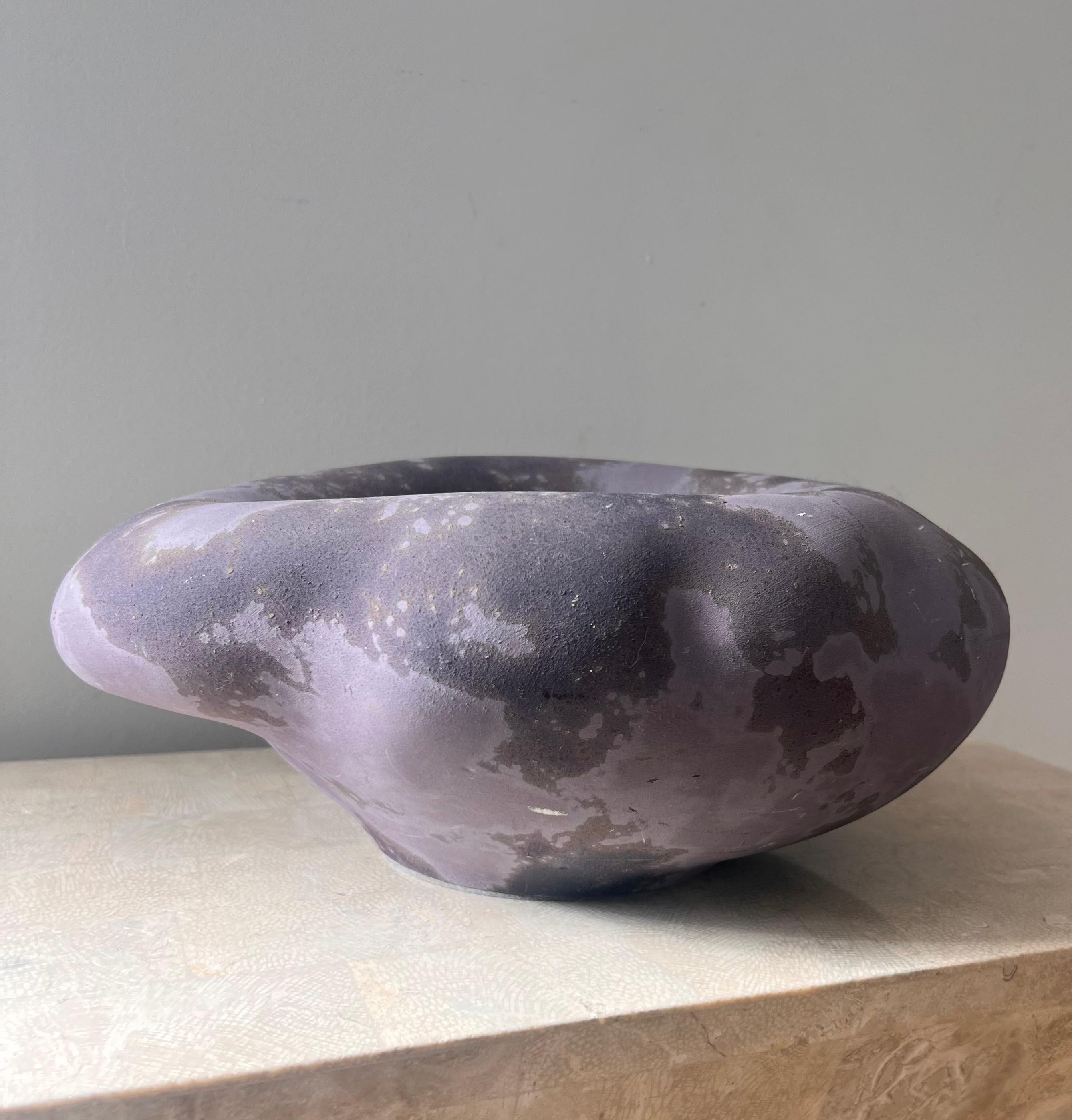 Post-Modern Unique raku ceramic pottery by Tony Evans in lavender, signed, 21st century  For Sale