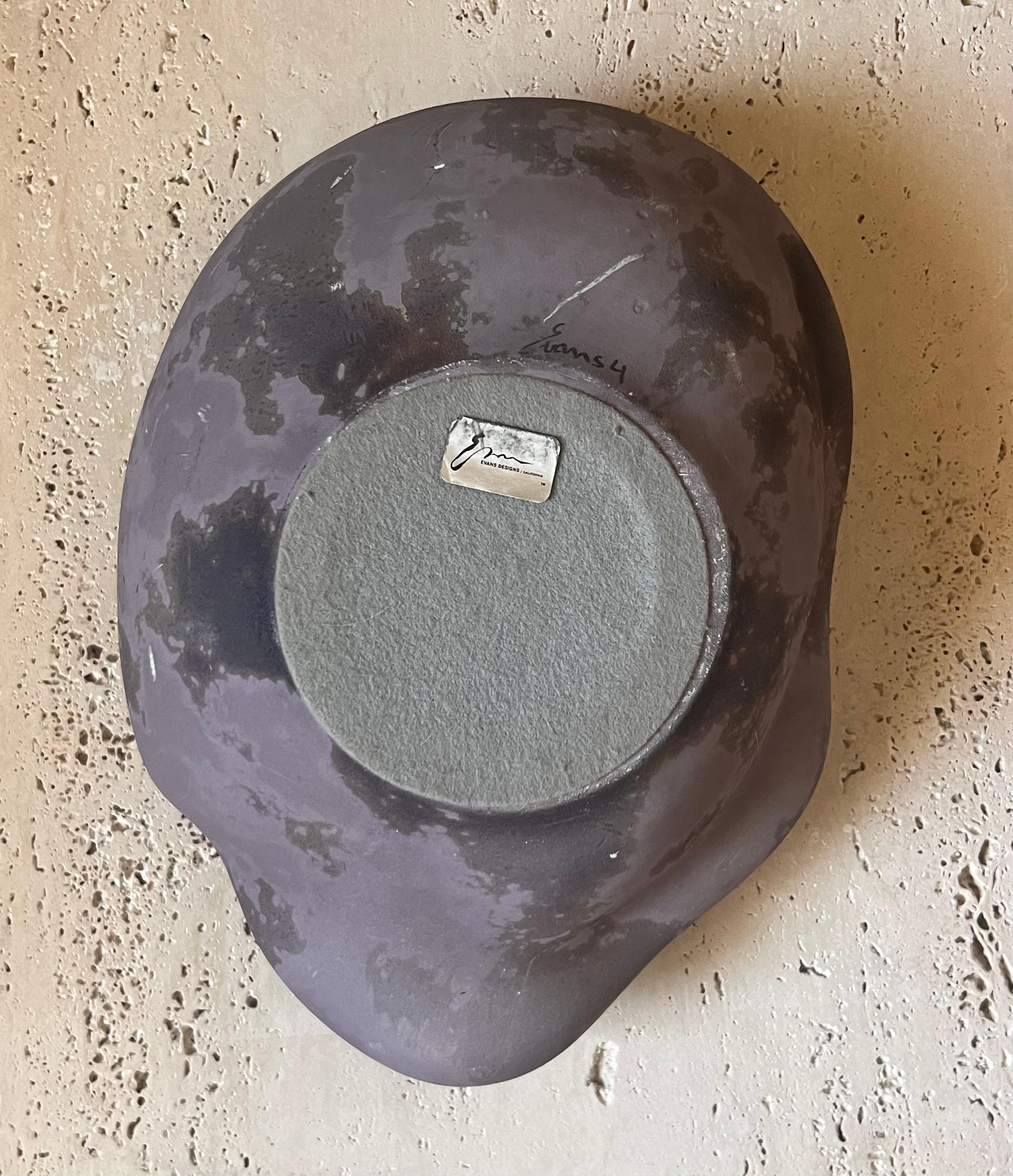 Ceramica raku unica di Tony Evans in lavanda, firmata, 21° secolo 1