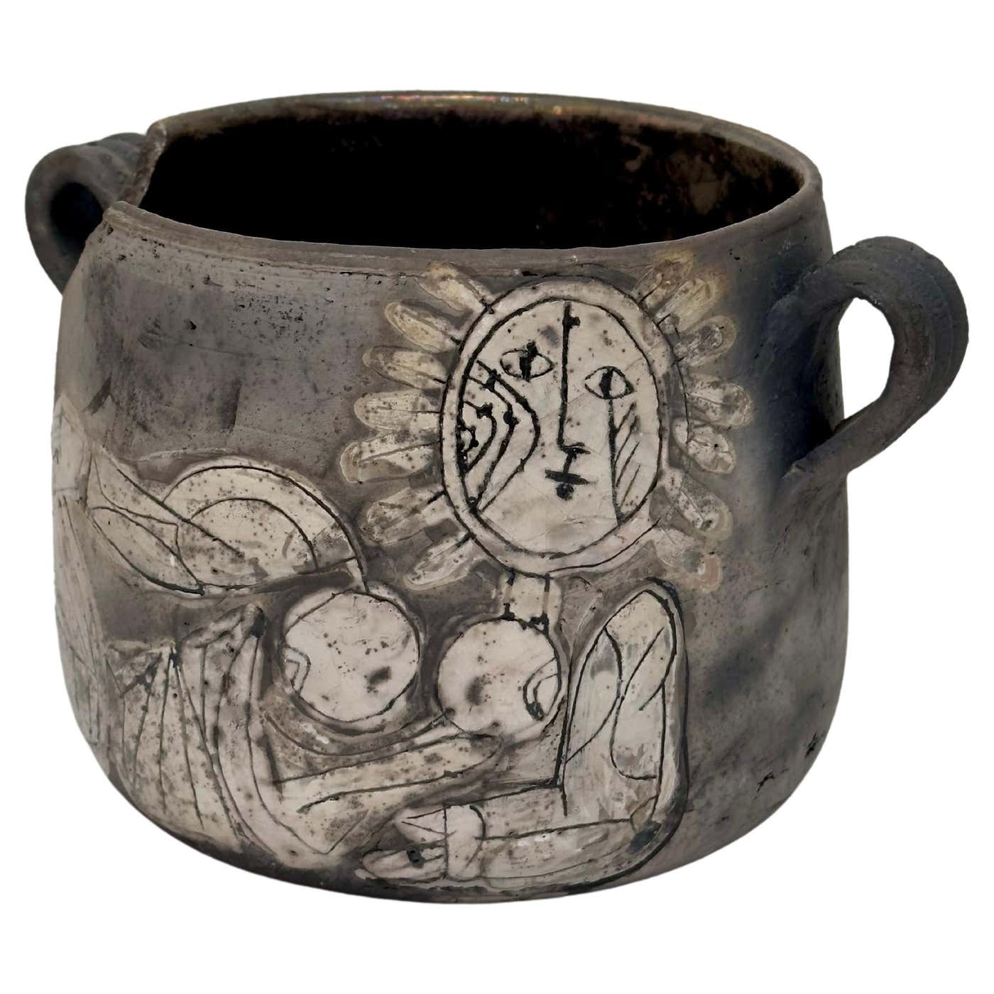 Roger Raku Raku Twoa Unique Raku Decor on Pignate, Roger Capron, Vallauris 1997 For Sale at ...