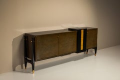 Unique Raphaël Raffel Sideboard in Beka Lacquer and Gold Leaf, France 1963