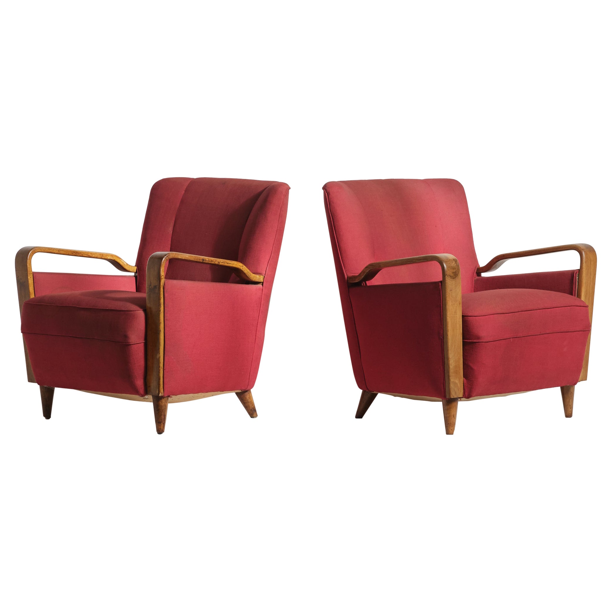 Einzigartige, seltene Sessel / Lounge Chairs, Italien, 1950er Jahre, zum Aufpolstern