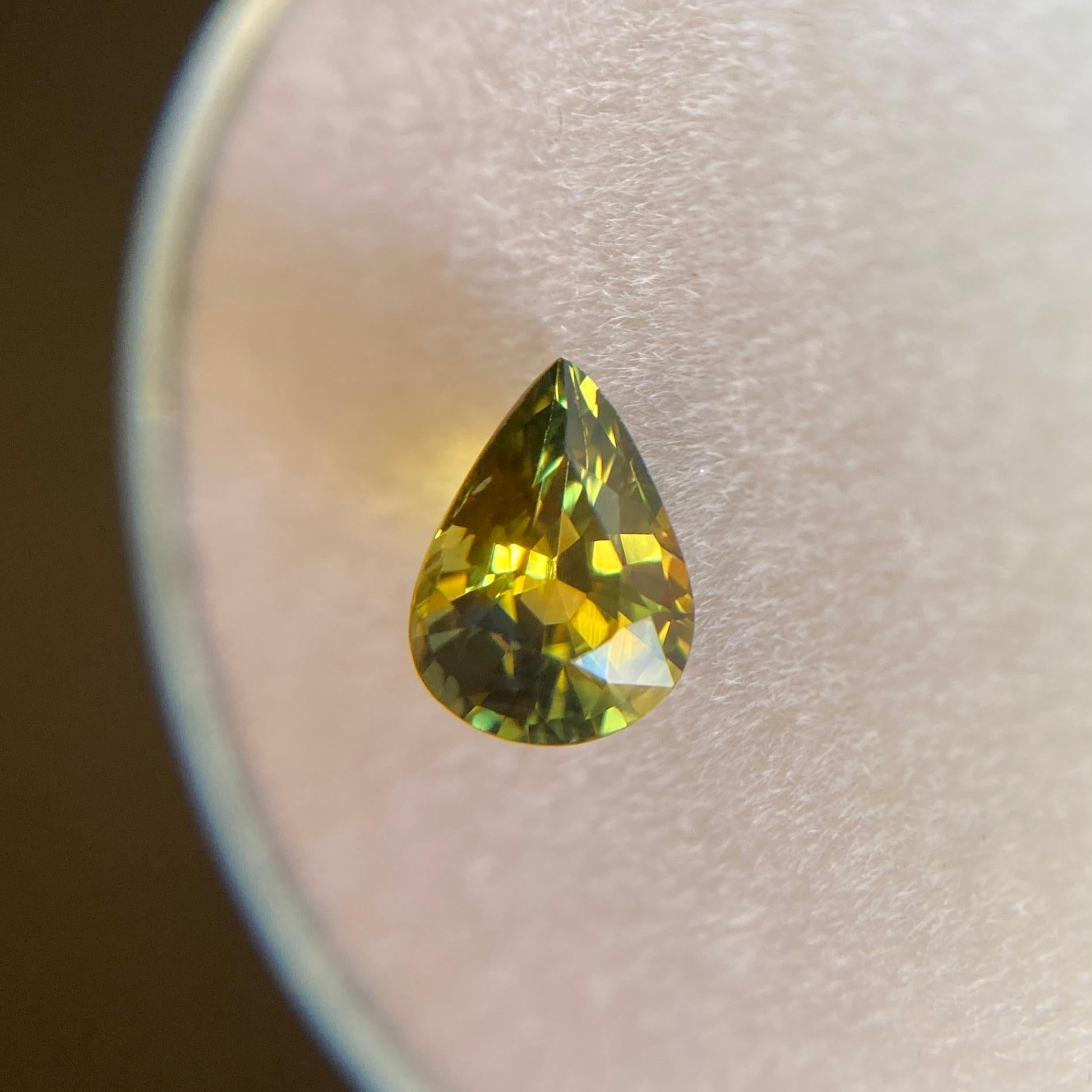 Unique Rare Australian Sapphire Untreated 0.81ct Yellow Blue Parti Colour Pear 2