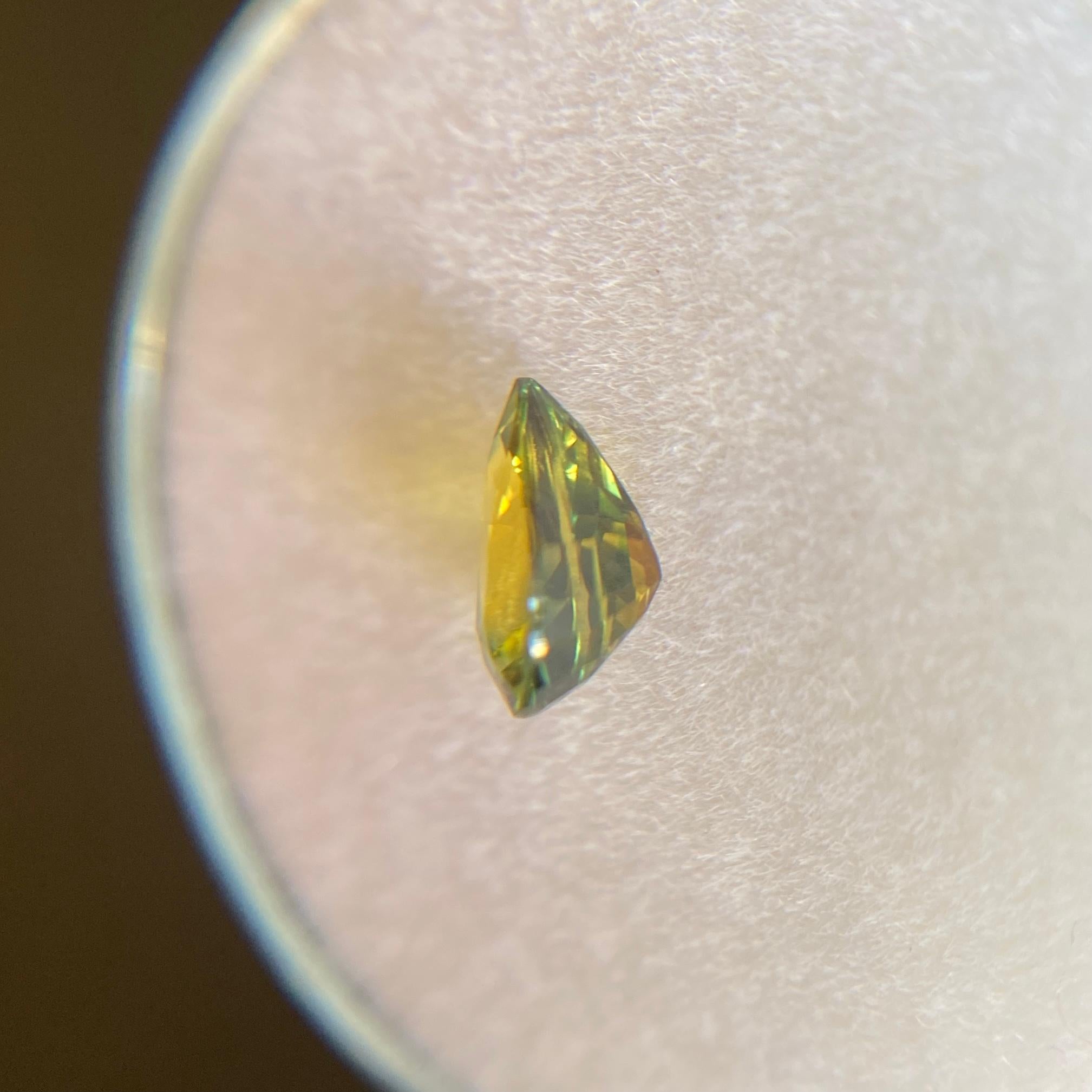 Rare Bluish Yellow Parti Colour Australian Sapphire Gemstone.

0.81 Carat with a beautiful and unique yellow blue colour. Very rare and stunning to see. Also has excellent clarity, a very clean stone with only some small natural inclusions visible