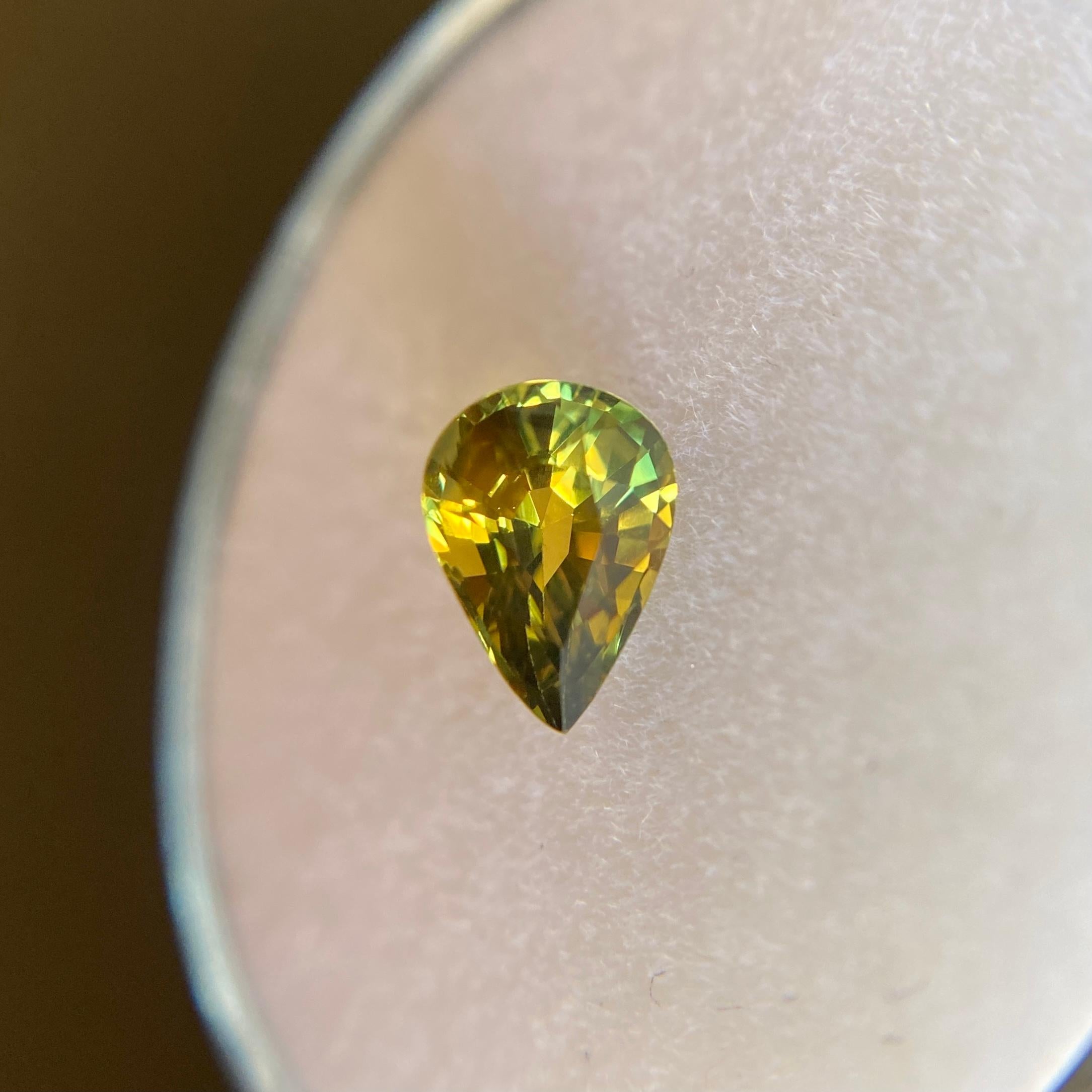 Pear Cut Unique Rare Australian Sapphire Untreated 0.81ct Yellow Blue Parti Colour Pear