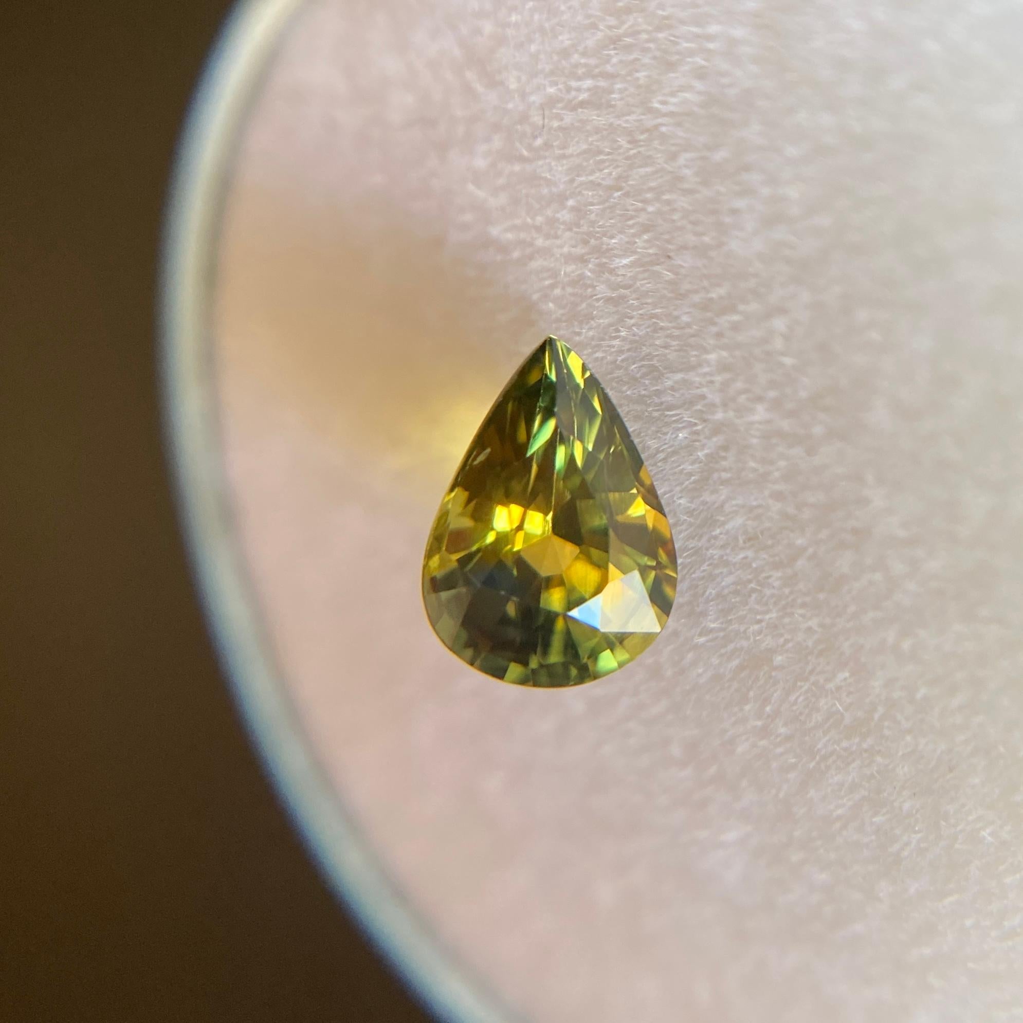 Men's Unique Rare Australian Sapphire Untreated 0.81ct Yellow Blue Parti Colour Pear