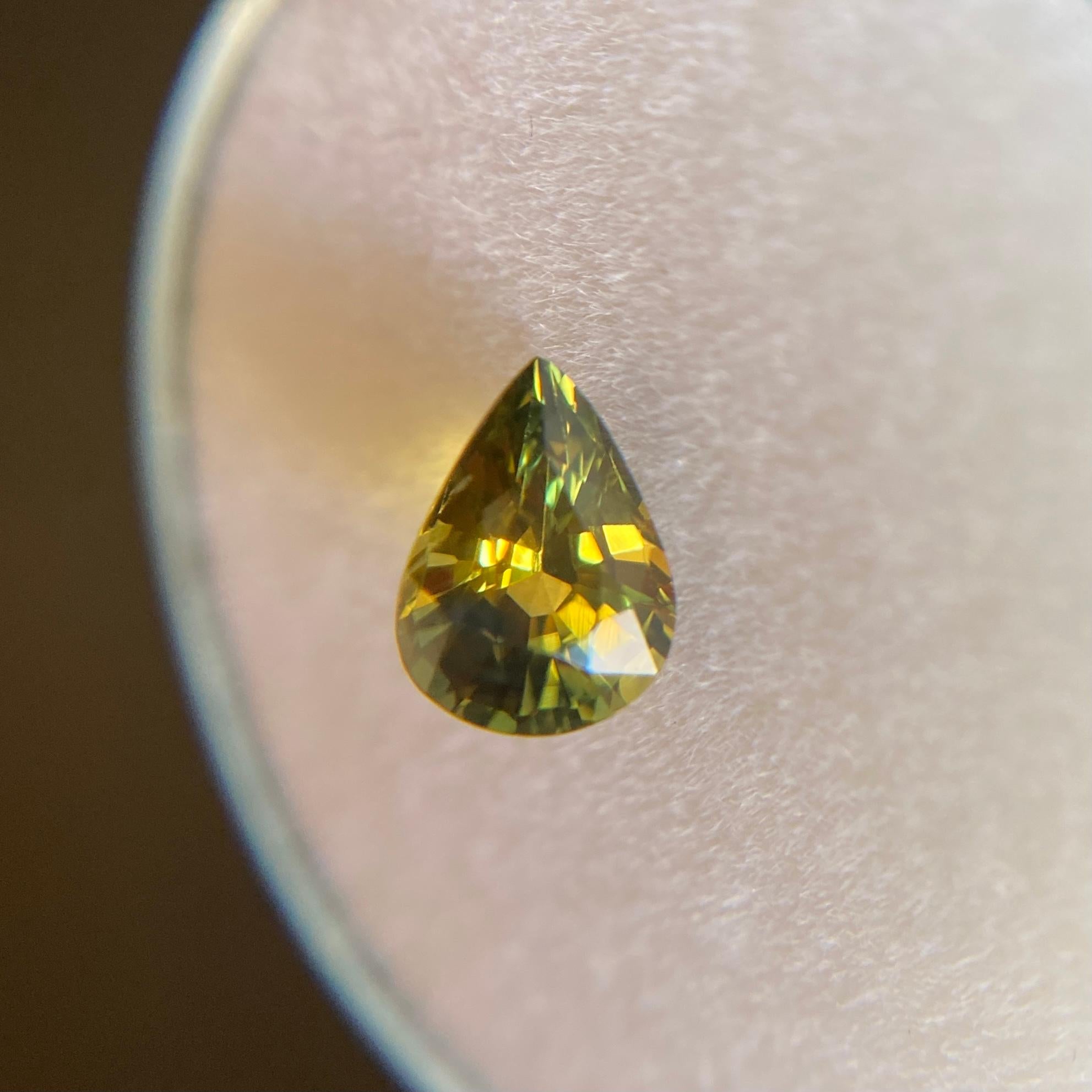 Unique Rare Australian Sapphire Untreated 0.81ct Yellow Blue Parti Colour Pear 1