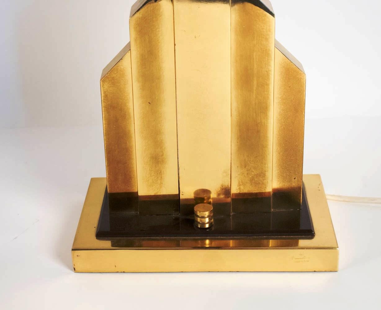 Gilt Unique Rare Pair of Table Lamps by Romeo Rega, Brass and Bakelite, Italy, 1970s