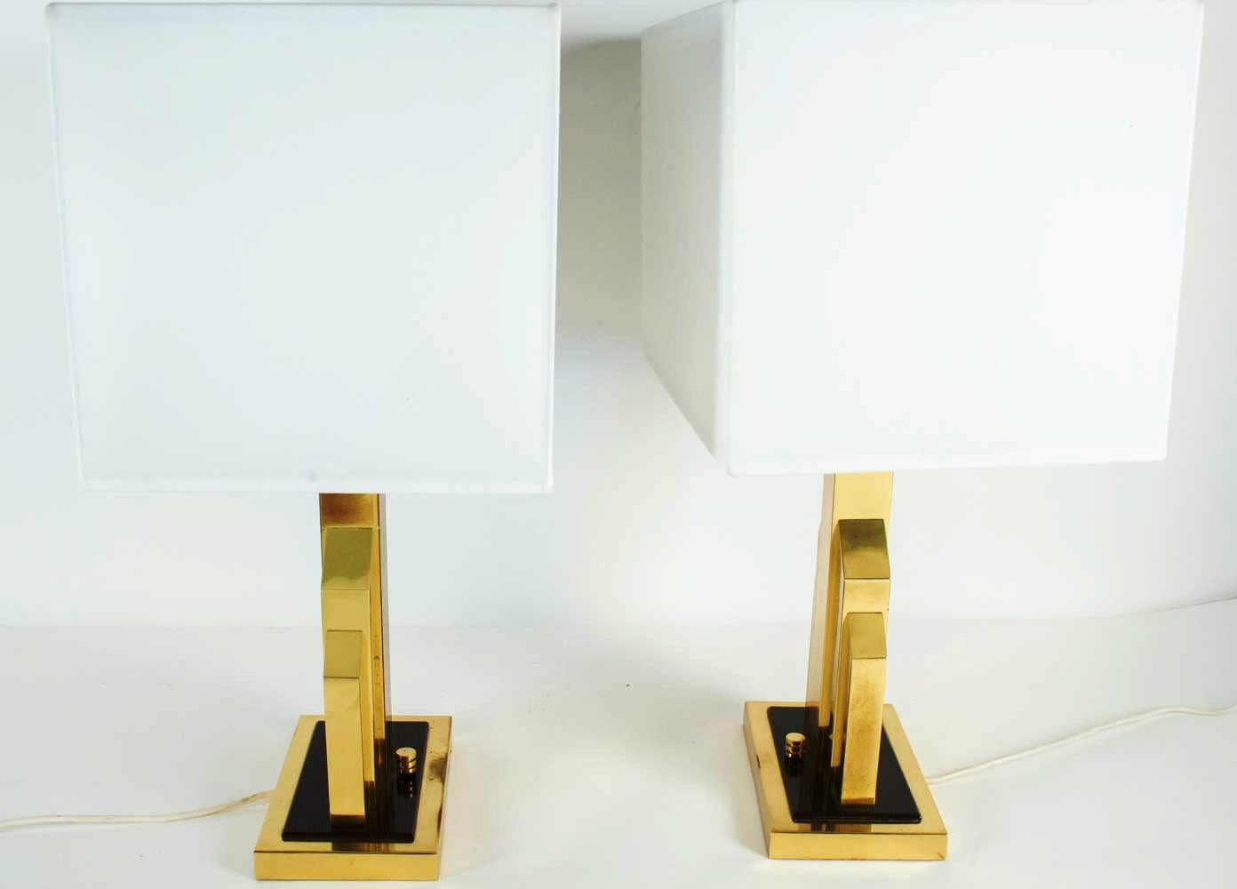 Unique Rare Pair of Table Lamps by Romeo Rega, Brass and Bakelite, Italy, 1970s 1