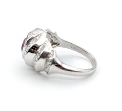 Unique Raspberry Tourmaline & Diamond Cocktail Ring in White Gold