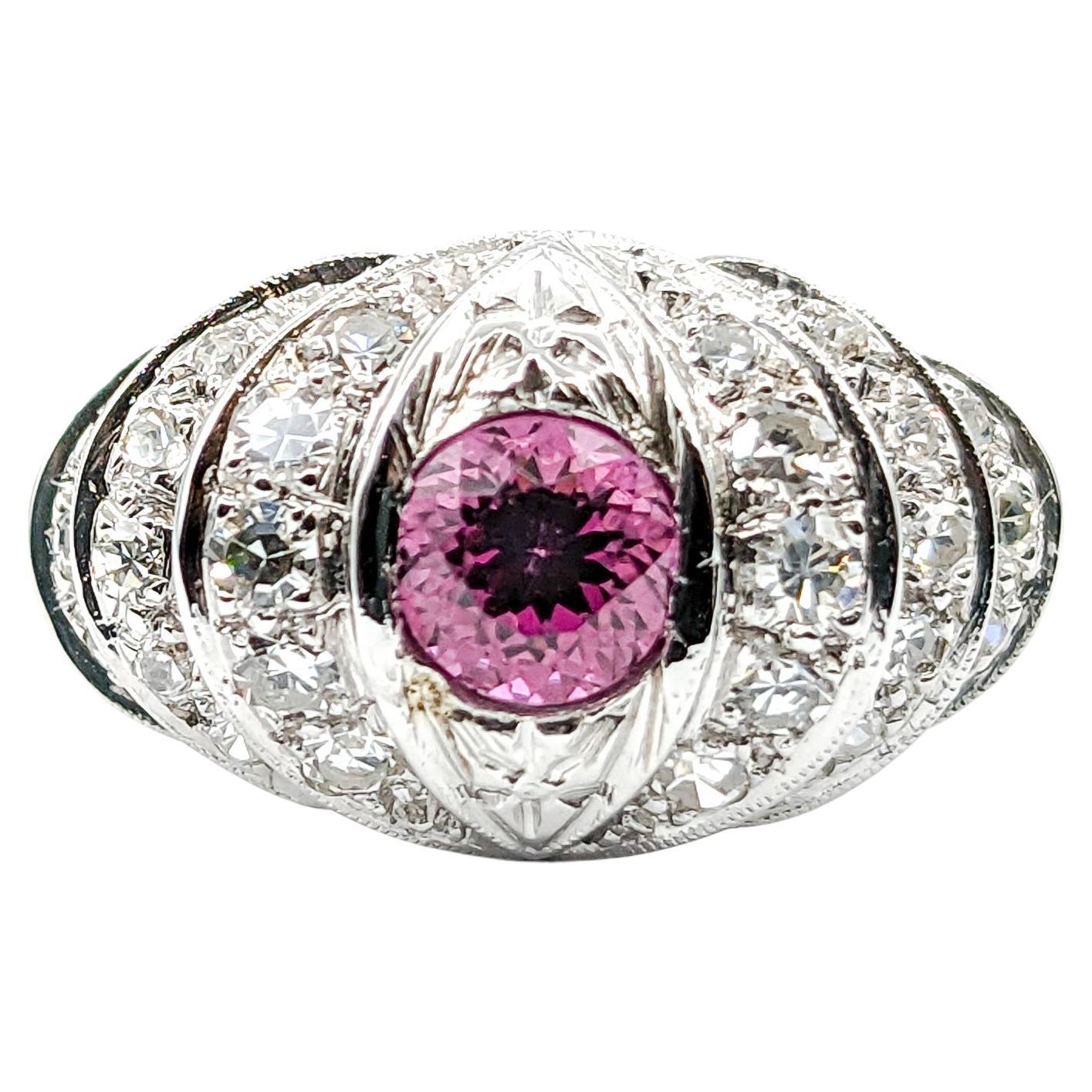 Raspberry Colored Rings Unique Raspberry Tourmaline and Diamond Cocktail Ring in White Gold For ...