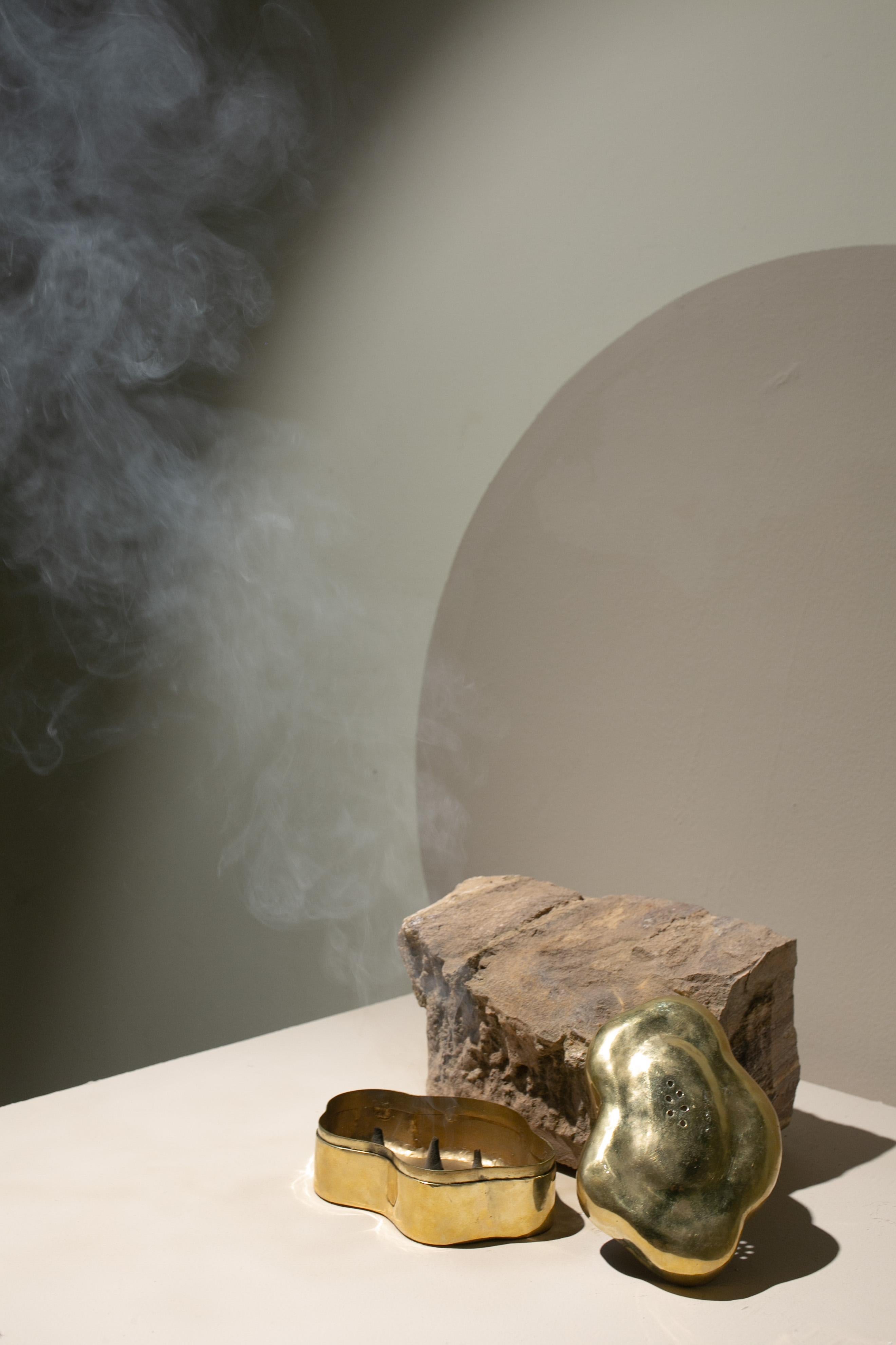 Indian Unique Recycled Brass Incense Burner by Newblue For Sale